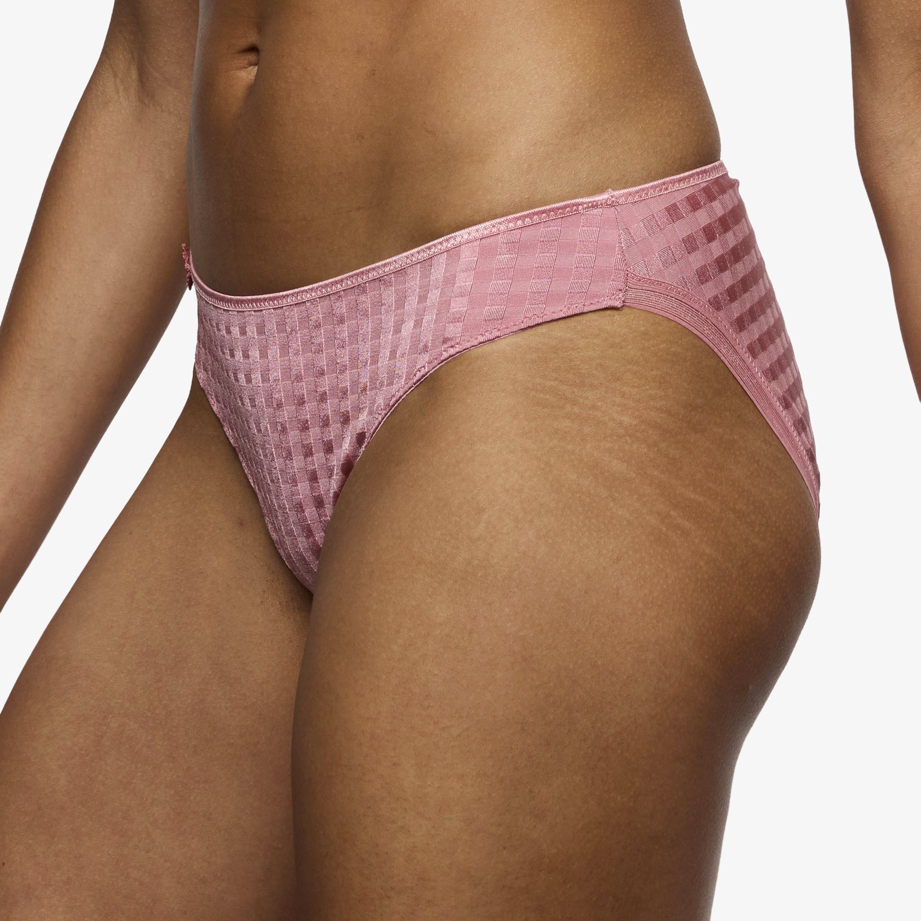 Pink bikini underwear back view with full coverage and smooth seamless finish