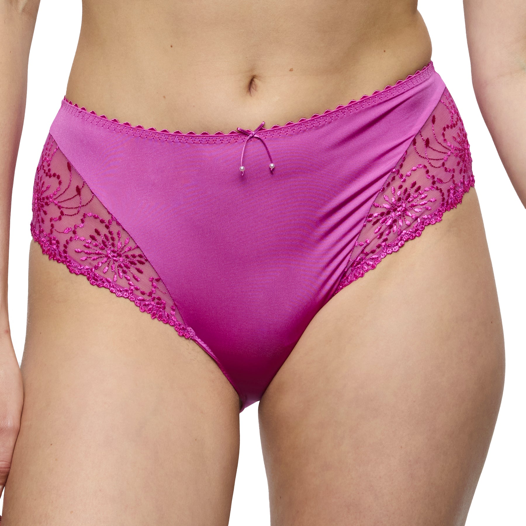 Front view of Marie Jo Jane full brief in Orchid Bliss with elegant lace sides and soft waistband