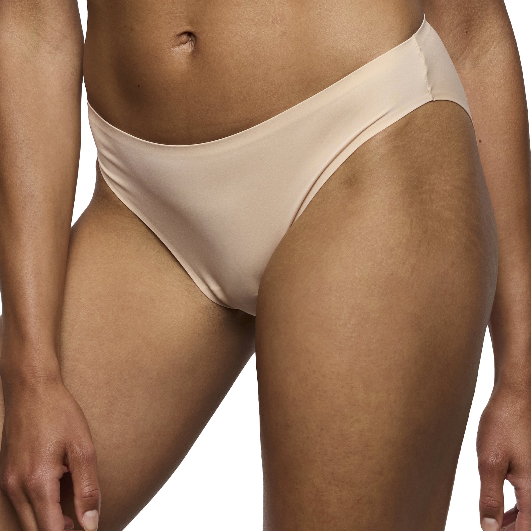 Nude smooth bikini brief with lightweight stretch material and clean cut edges