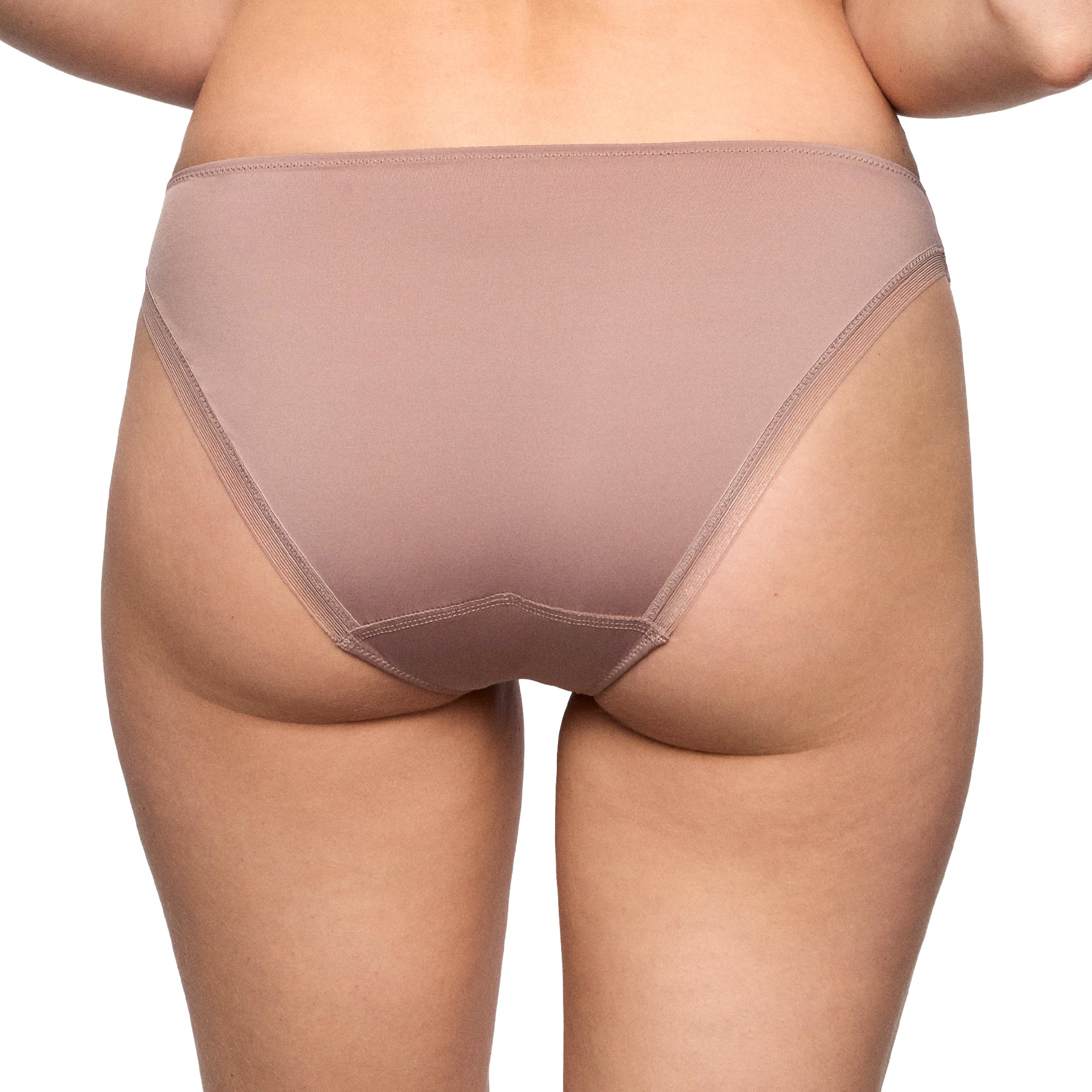 Smooth cosmetic nude bikini brief back view with seamless fabric and minimal stitching for everyday comfort.