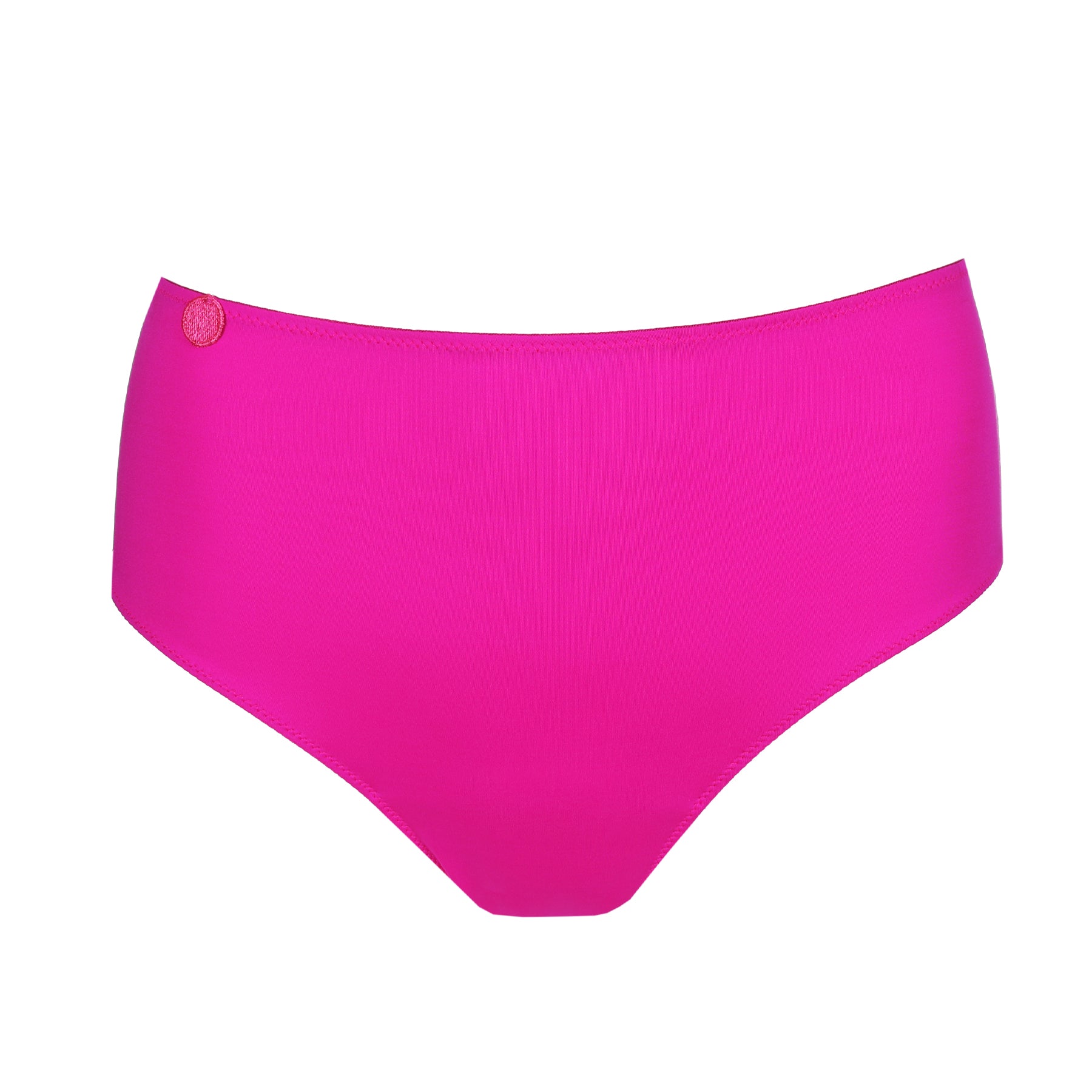 Influencer pink high-waist brief with smooth microfiber fabric displayed on white background