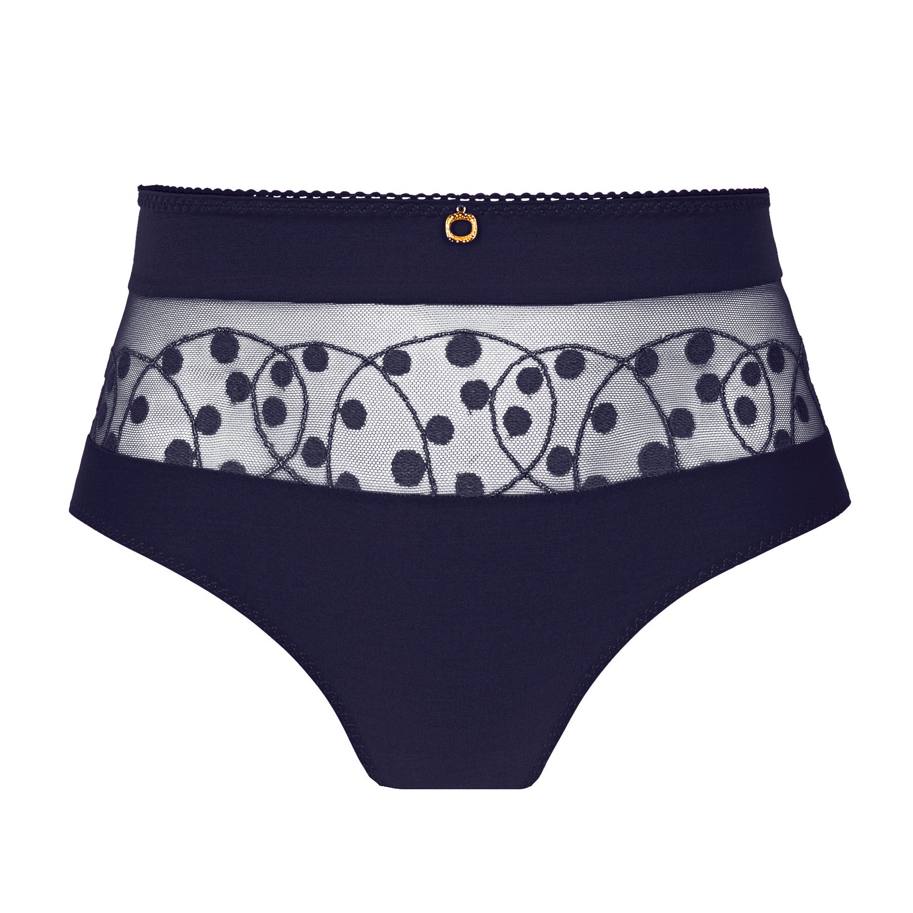 Empreinte Tess full brief in Marine with sheer embroidered front panel and refined navy finish