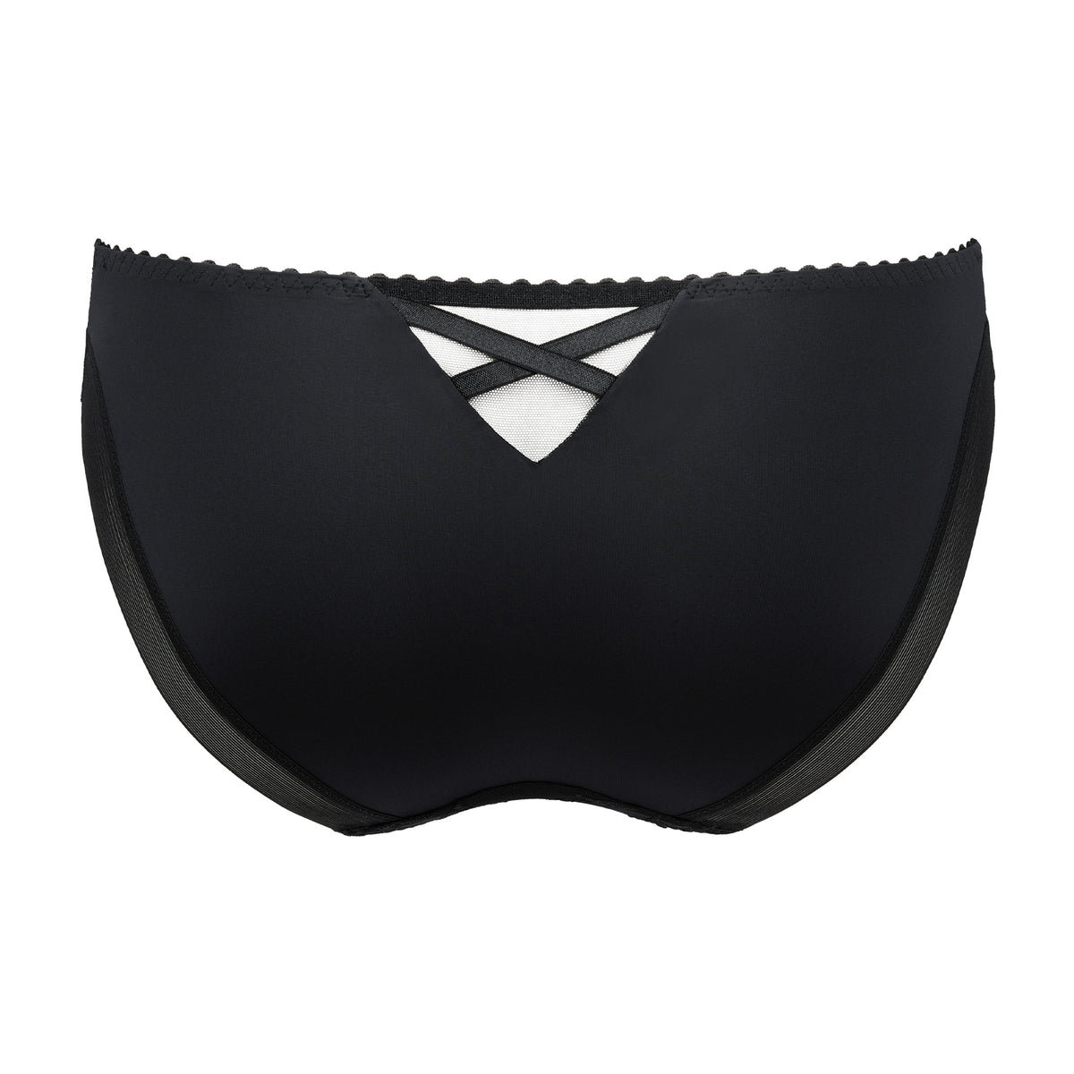 Back view of PrimaDonna Solisse Rio Brief in black with smooth full coverage and criss-cross mesh detail.