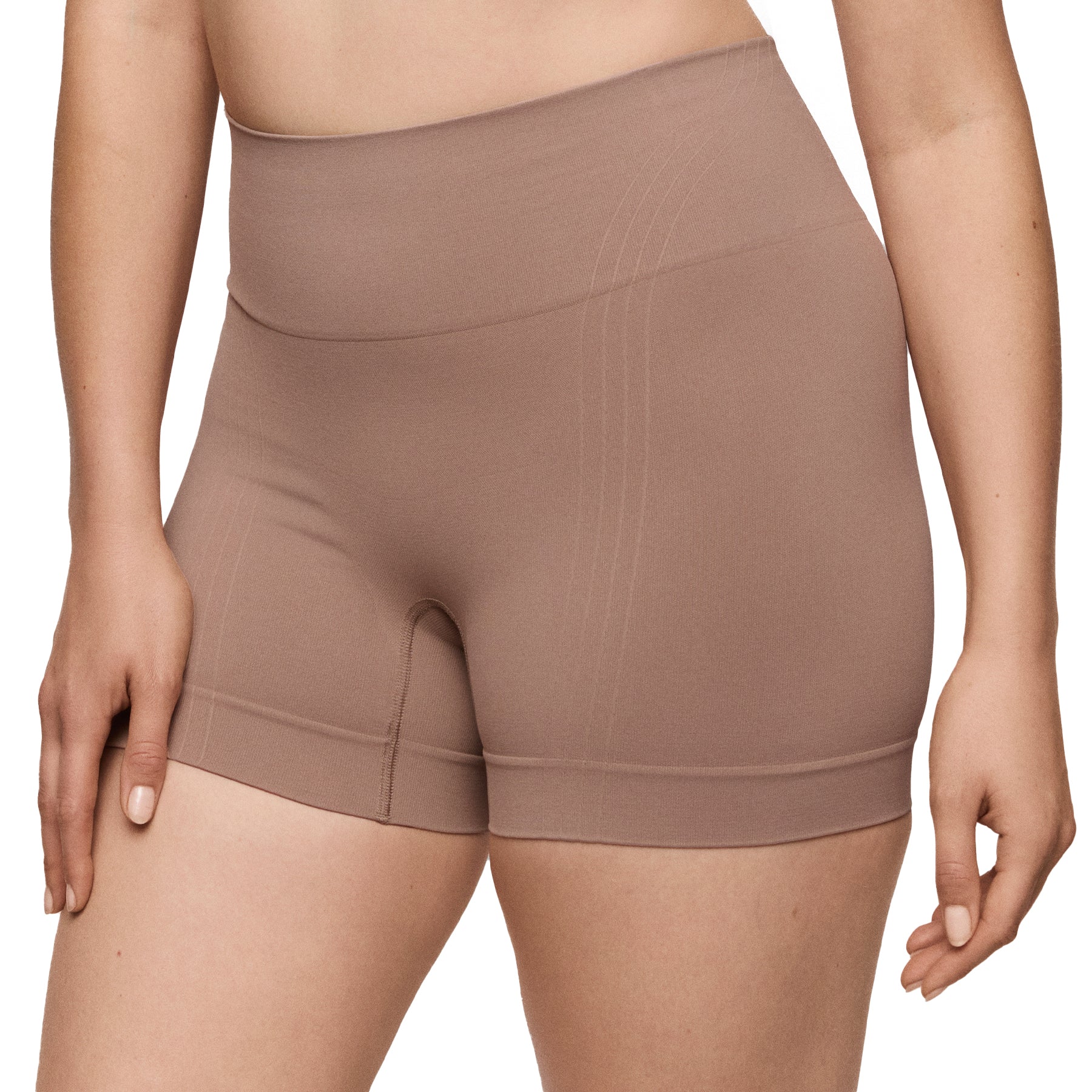 Cocoa high-waisted seamless shaping shorts with tummy control and thigh smoothing panels - front view