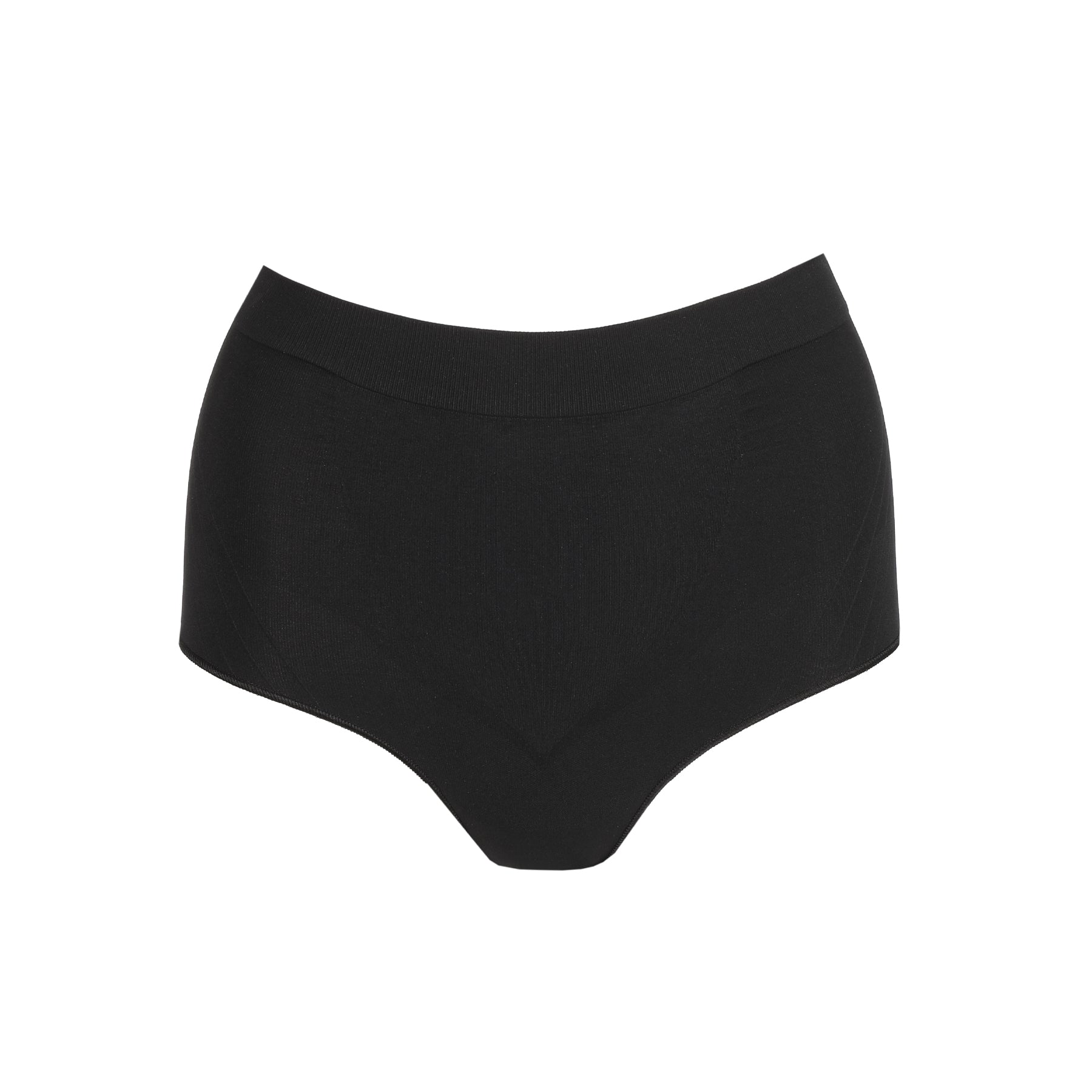 Black seamless high-waisted shaping brief product image on white background