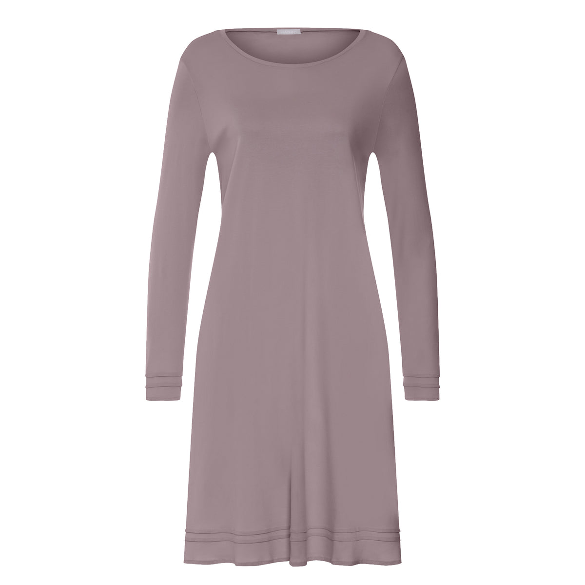 HANRO Pilar Long Sleeve Chemise in soft mauve with scoop neckline and relaxed silhouette