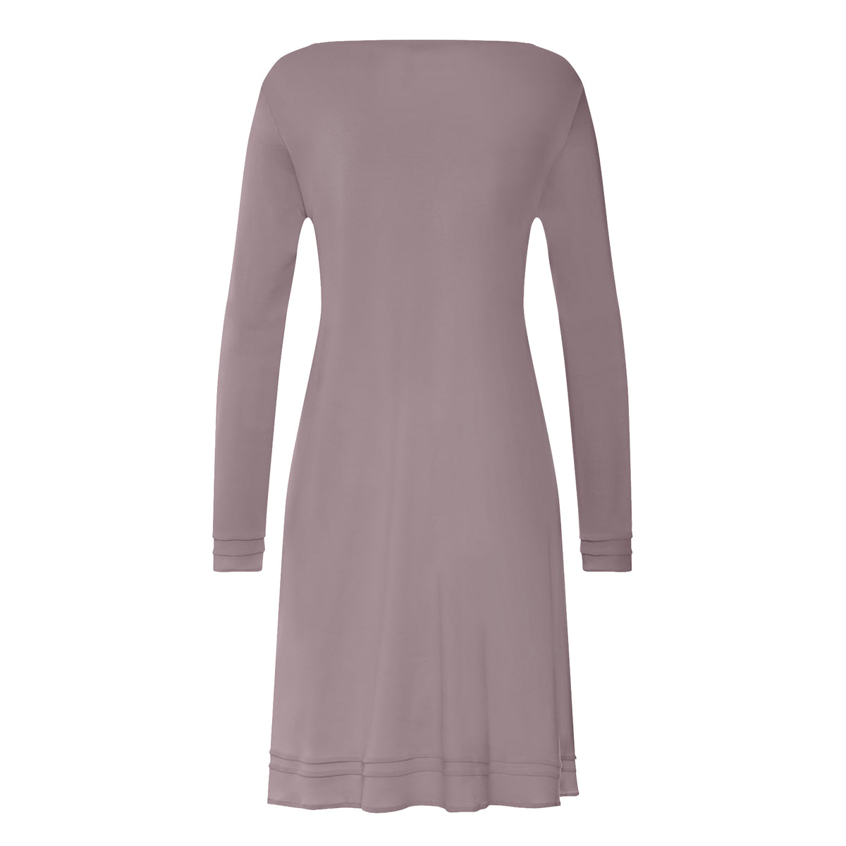 Back view of HANRO Pilar Long Sleeve Chemise in soft mauve
