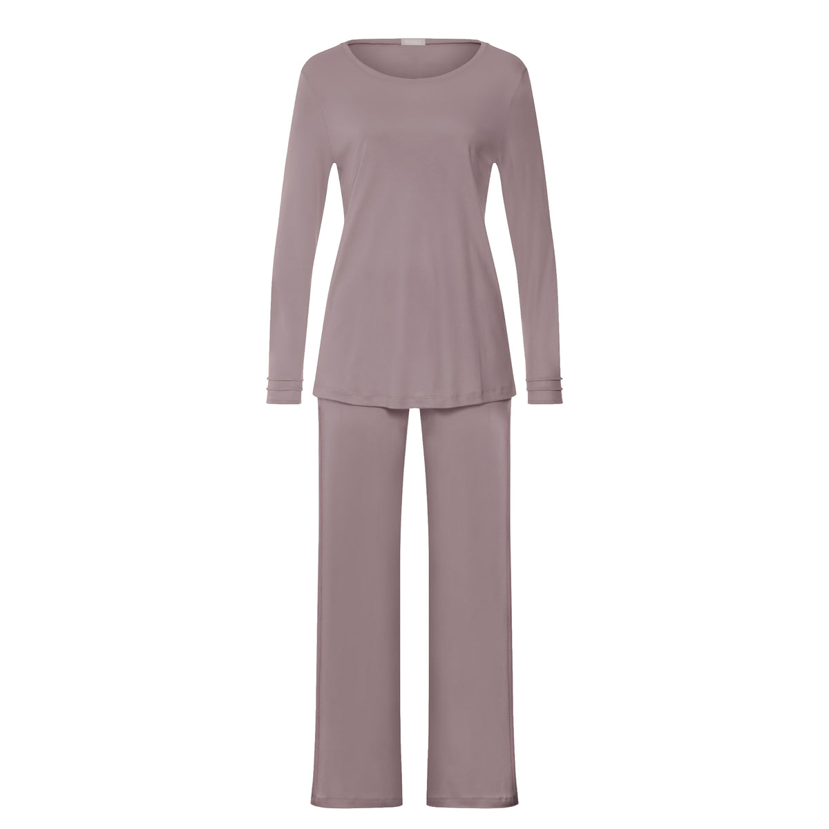 HANRO Pilar Long Sleeve Pajama Set in soft mauve with relaxed top and straight-leg pants