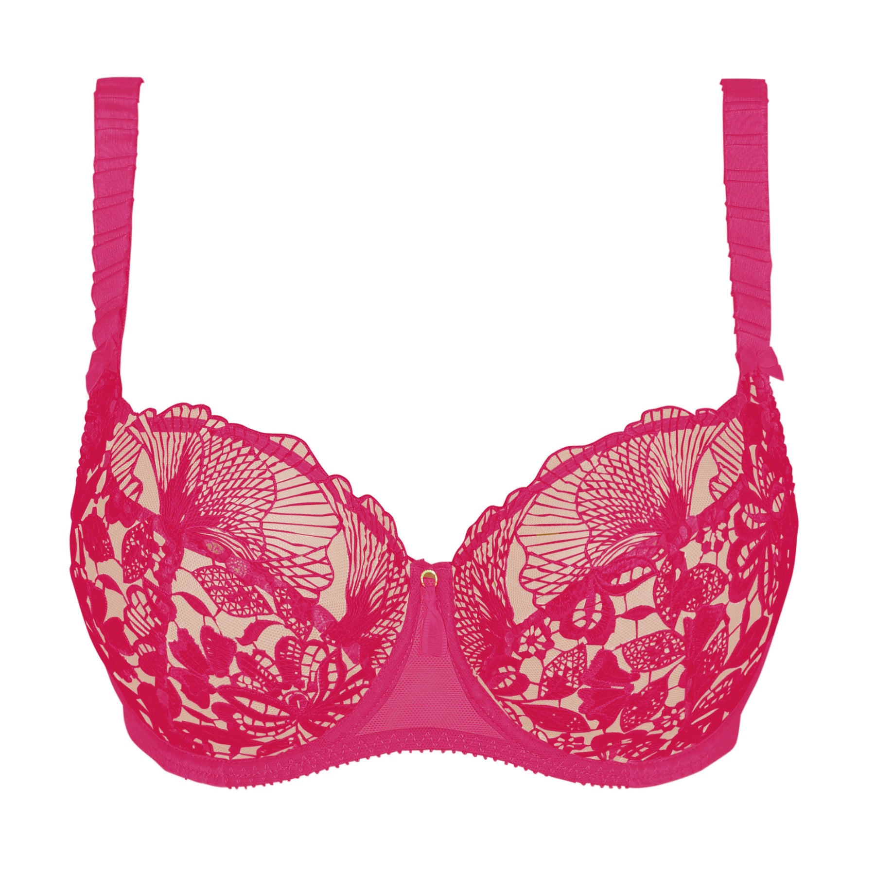 Pretty Polly Women's Peony Embroidery Non Padded Balconette Bra, Pink  (Crimson) at  Women's Clothing store