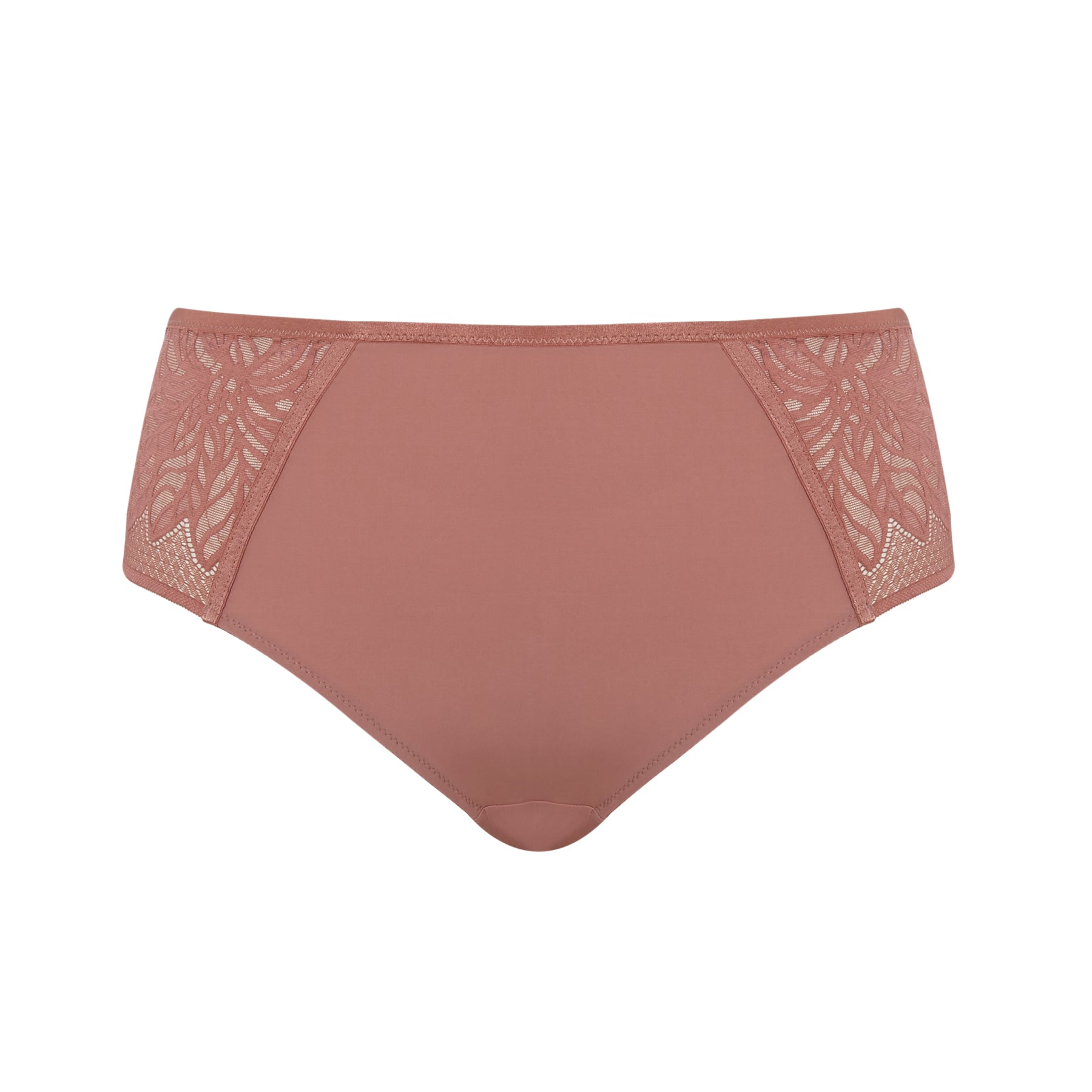 Full brief in sienna rose with smooth front panel and lace side detailing.
