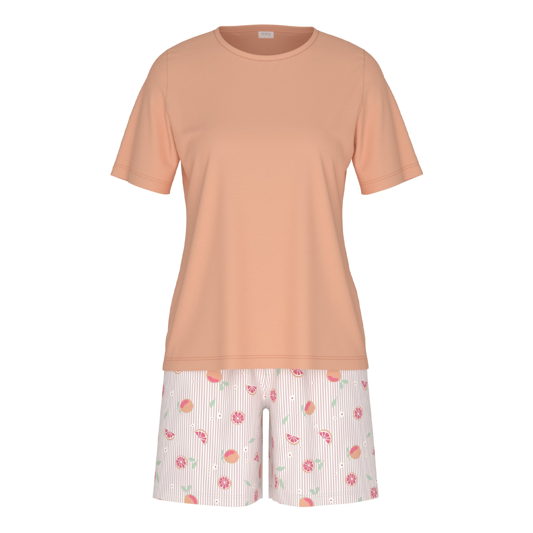 Peach short sleeve sleep T-shirt with citrus print shorts women's pyjama set