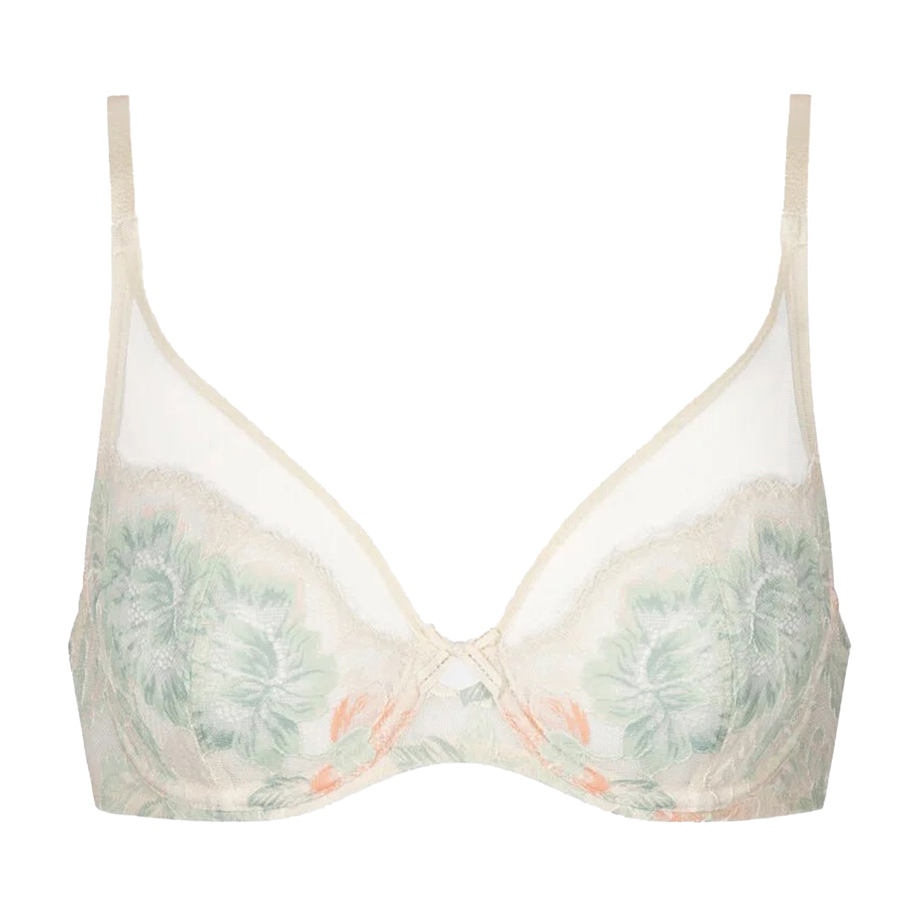 Floral-patterned bra on a white background