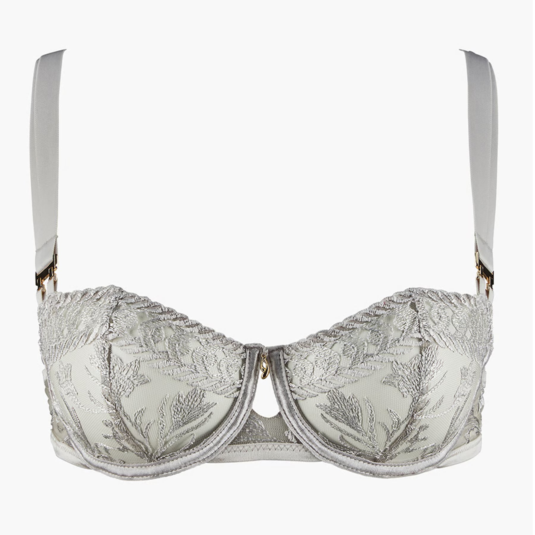 demi-cup bra in lace and pearl - off-white - Undiz