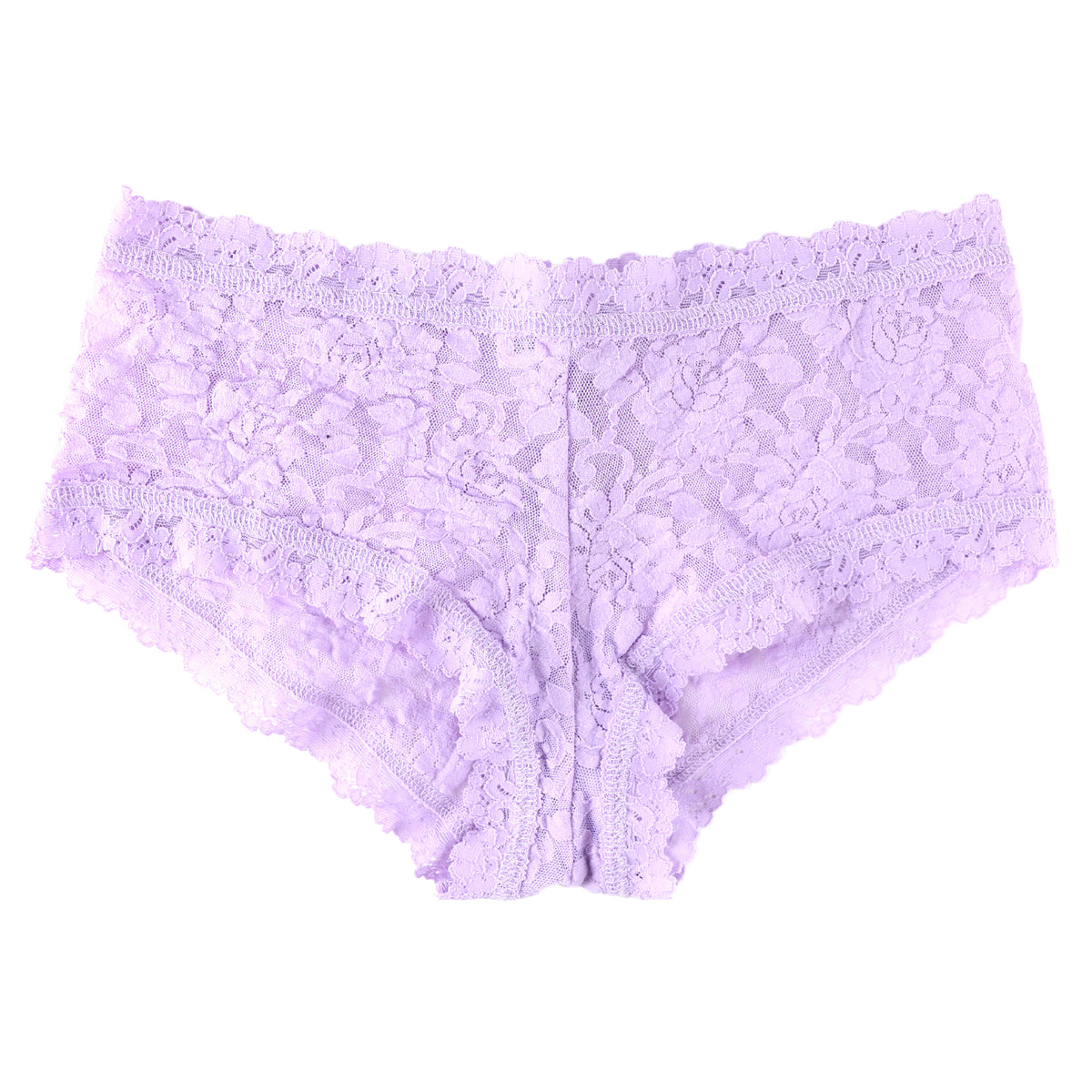 Light purple lace briefs with a floral pattern and scalloped edges, shown flat against a white background.