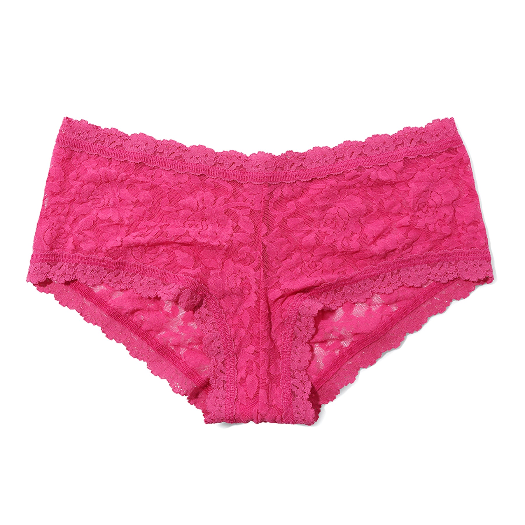 Dragonfruit lace boyshort 4812 featuring soft floral stretch lace, scalloped trim, and a comfortable full-coverage fit in a vibrant pink hue.