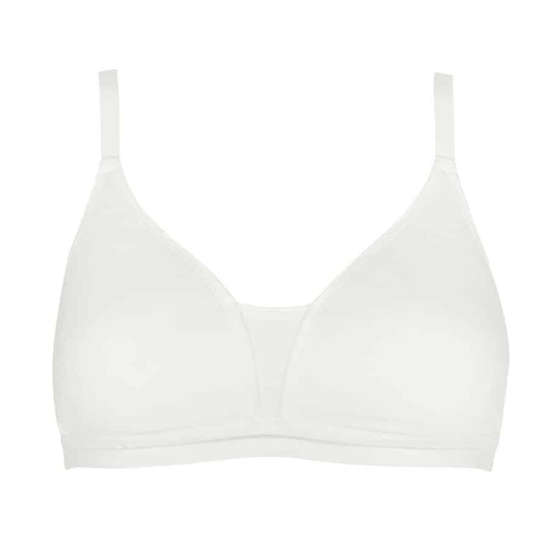 White wireless bra with soft moulded cups and minimal design.