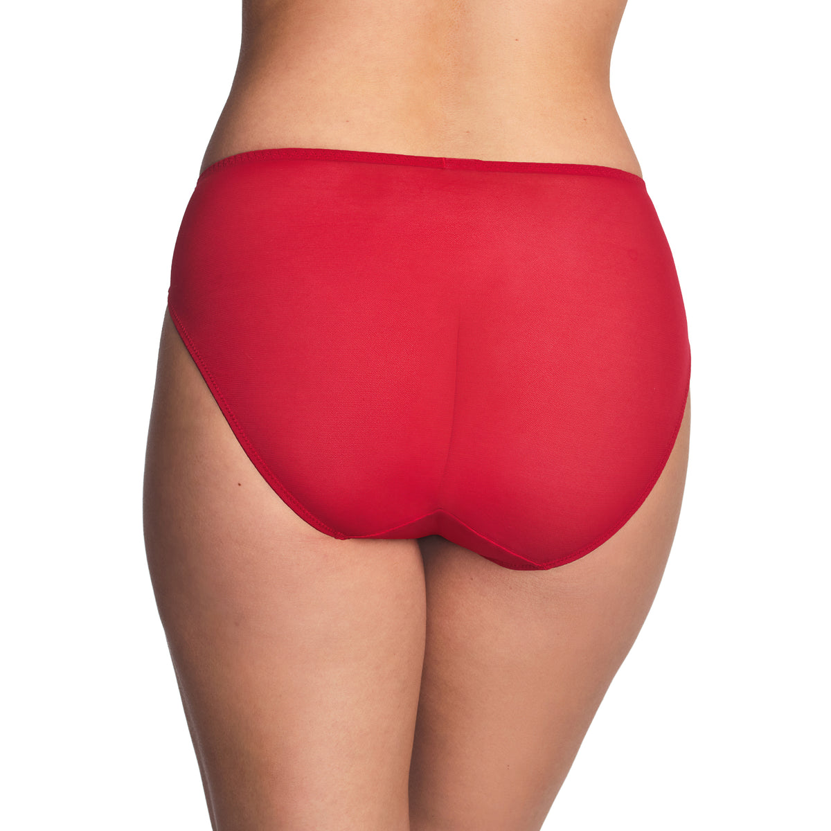 Wacoal red brief with a smooth sheer mesh back and full coverage.