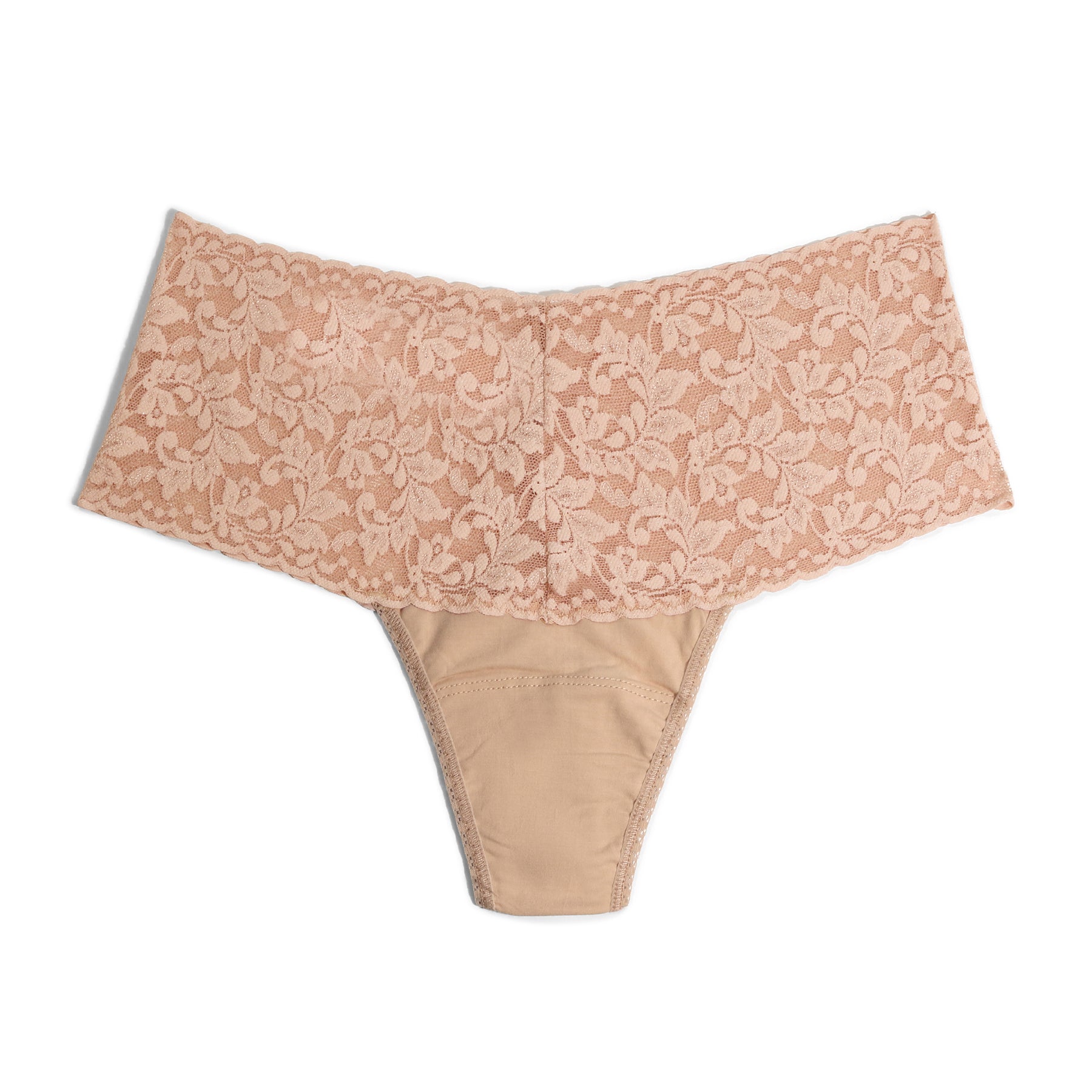 Chai floral lace boyshort panties with a wide lace waistband and soft fabric gusset, shown flat against a white background.
