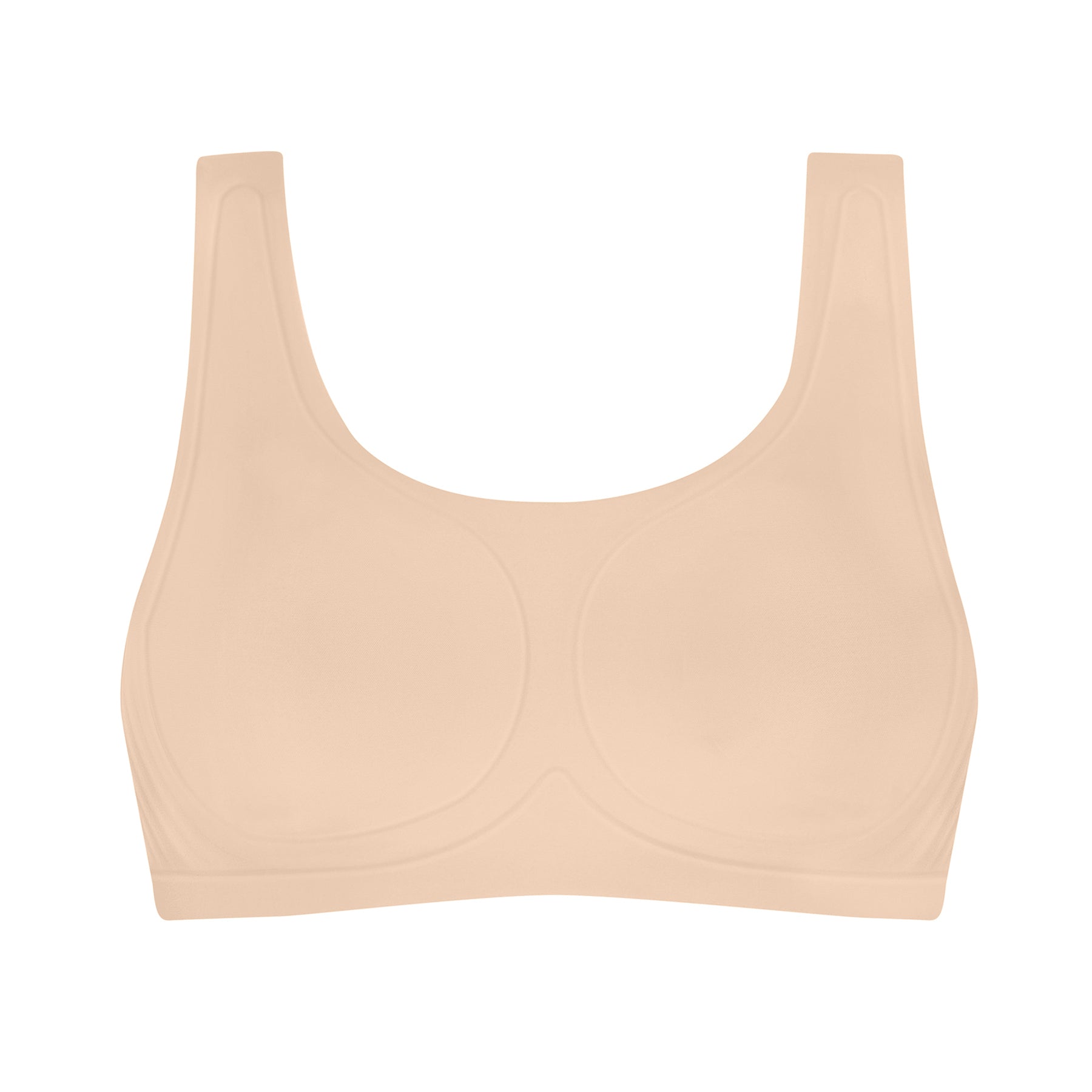 Front of Amoena Linda Wireless Seamless Bra in Sand – lightly padded cups for everyday comfort.