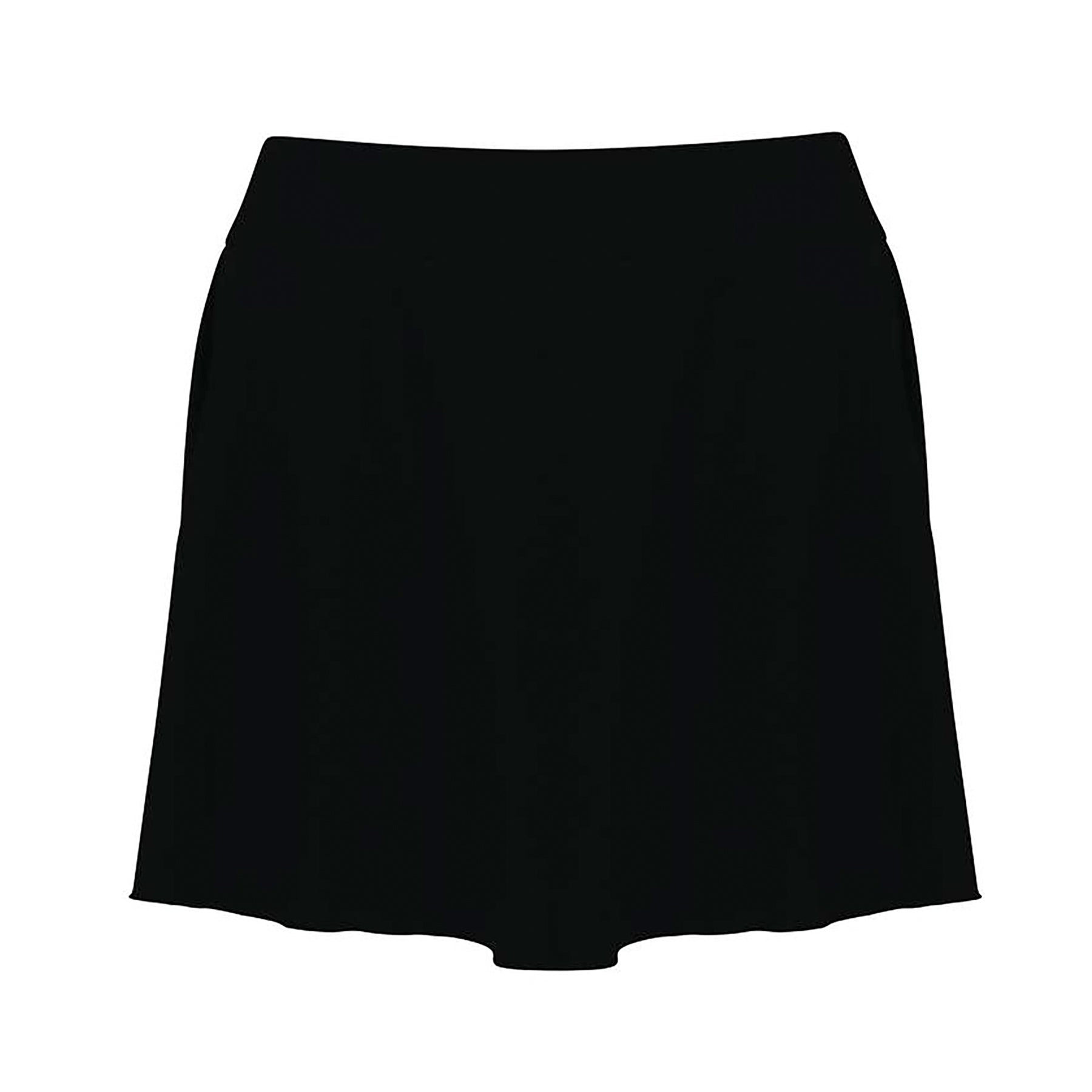 anita swim black swim skirt flat lay front view modest swim bottom with flared design and smooth waistband
