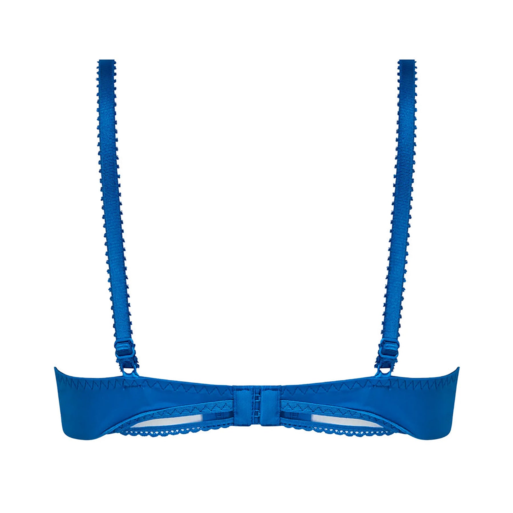 Antigel Stricto Sensuelle full cup bra style ECH6017 in cobalt blue, back view showing smooth supportive band, adjustable straps, and hook-and-eye closure.