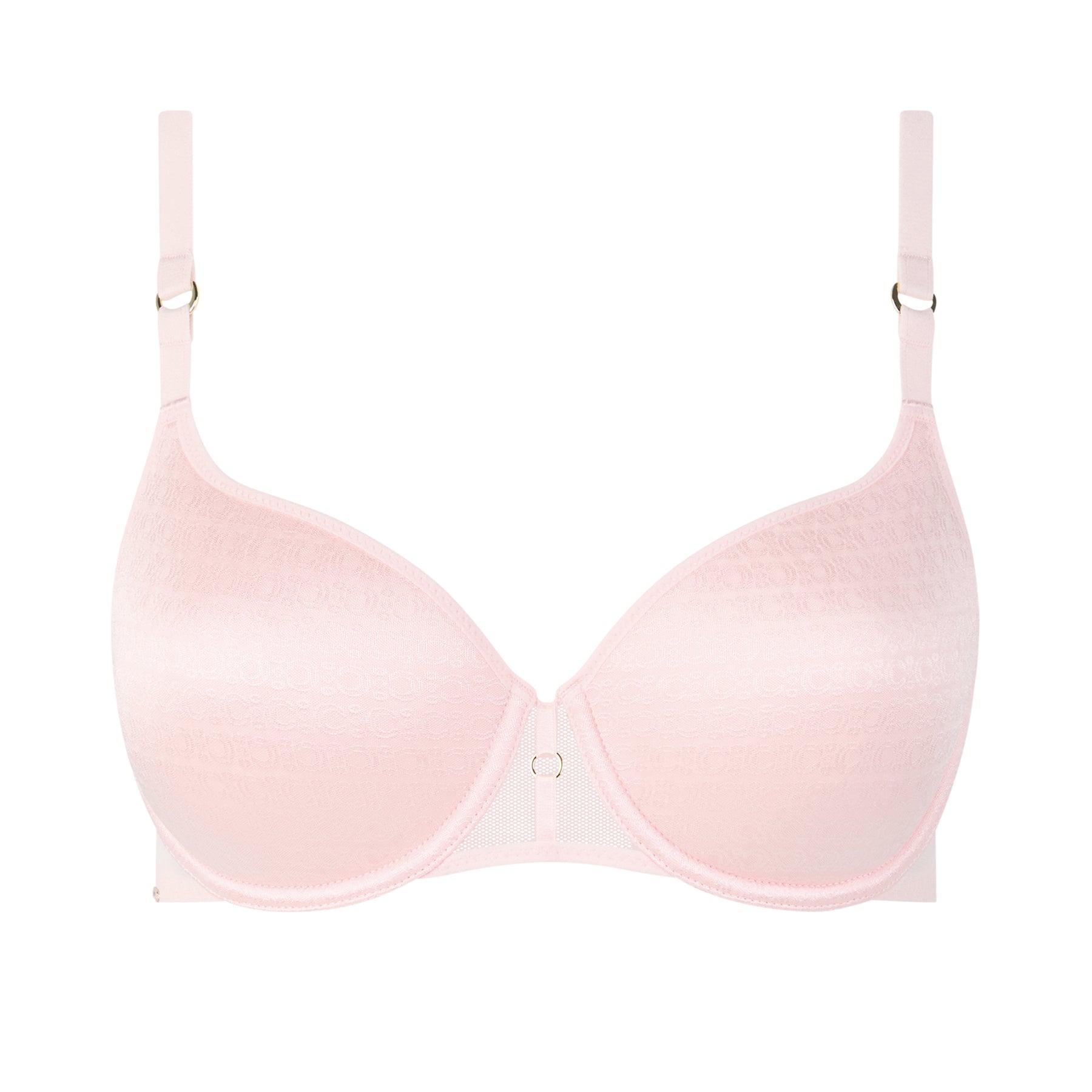 A pack-shot of the pink Chantelle bra on the white background. 