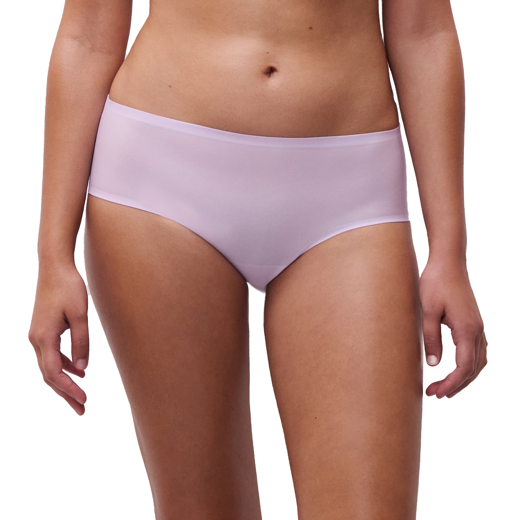 A model wearing a lavender Shorty in purple colour from Chantelle on the white background.