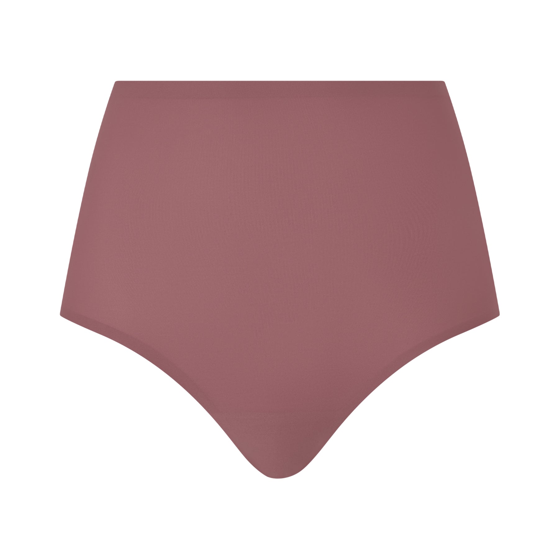 Mauve high-waisted bikini bottom on a white background