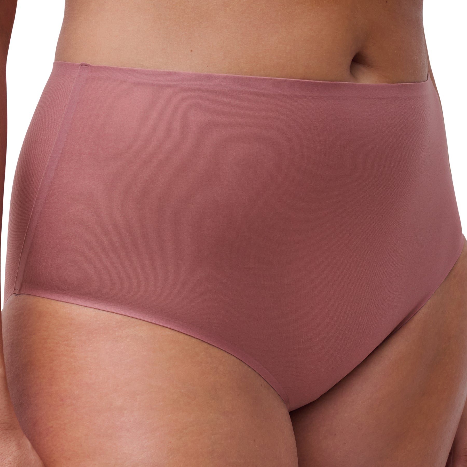 Mauve high-waisted underwear on a white background