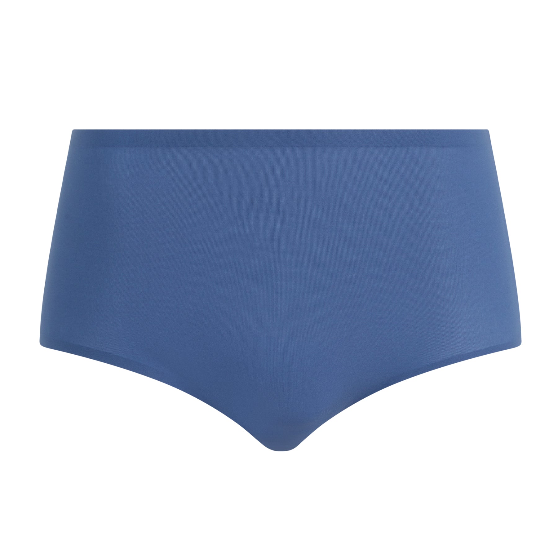 Ocean blue seamless high-waist briefs with smooth laser-cut edges and invisible no-show finish