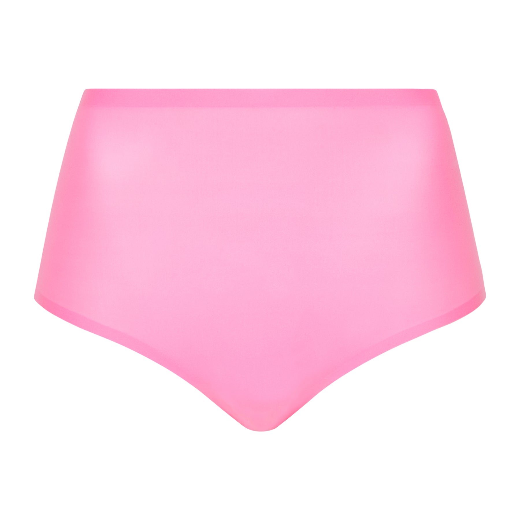 Peony pink seamless high-waist brief with smooth laser-cut edges and invisible finish on a white background