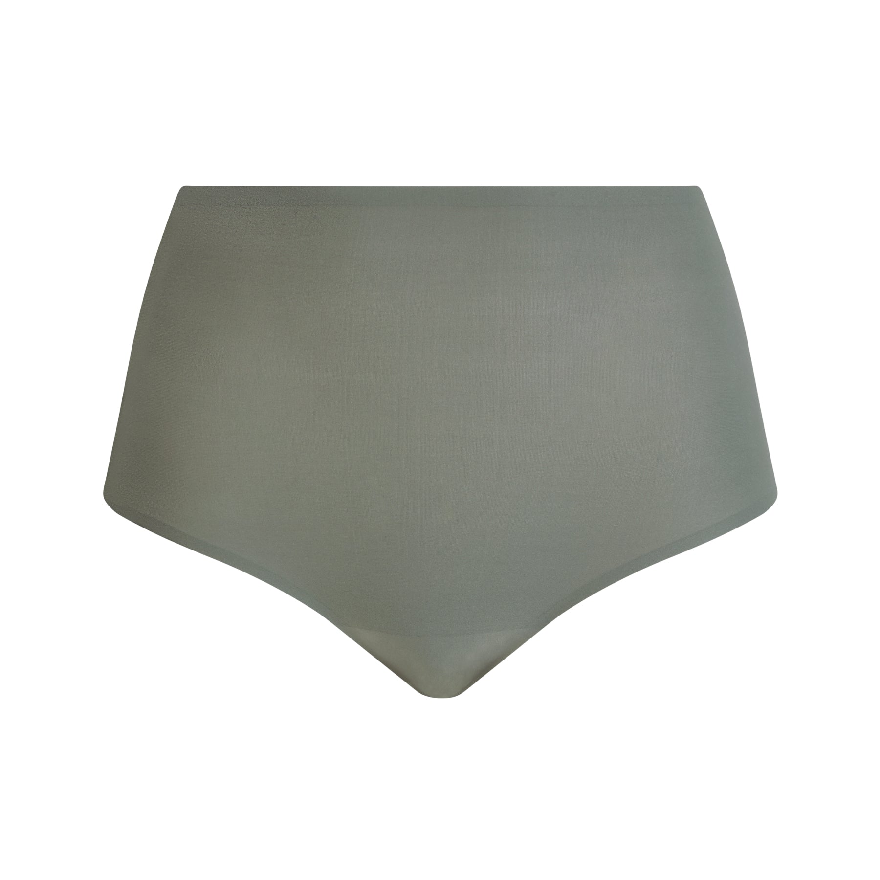 Front view of the Chantelle Norah Full Brief in Vert Argile, featuring a smooth, seamless design with full coverage in a soft earthy green shade.