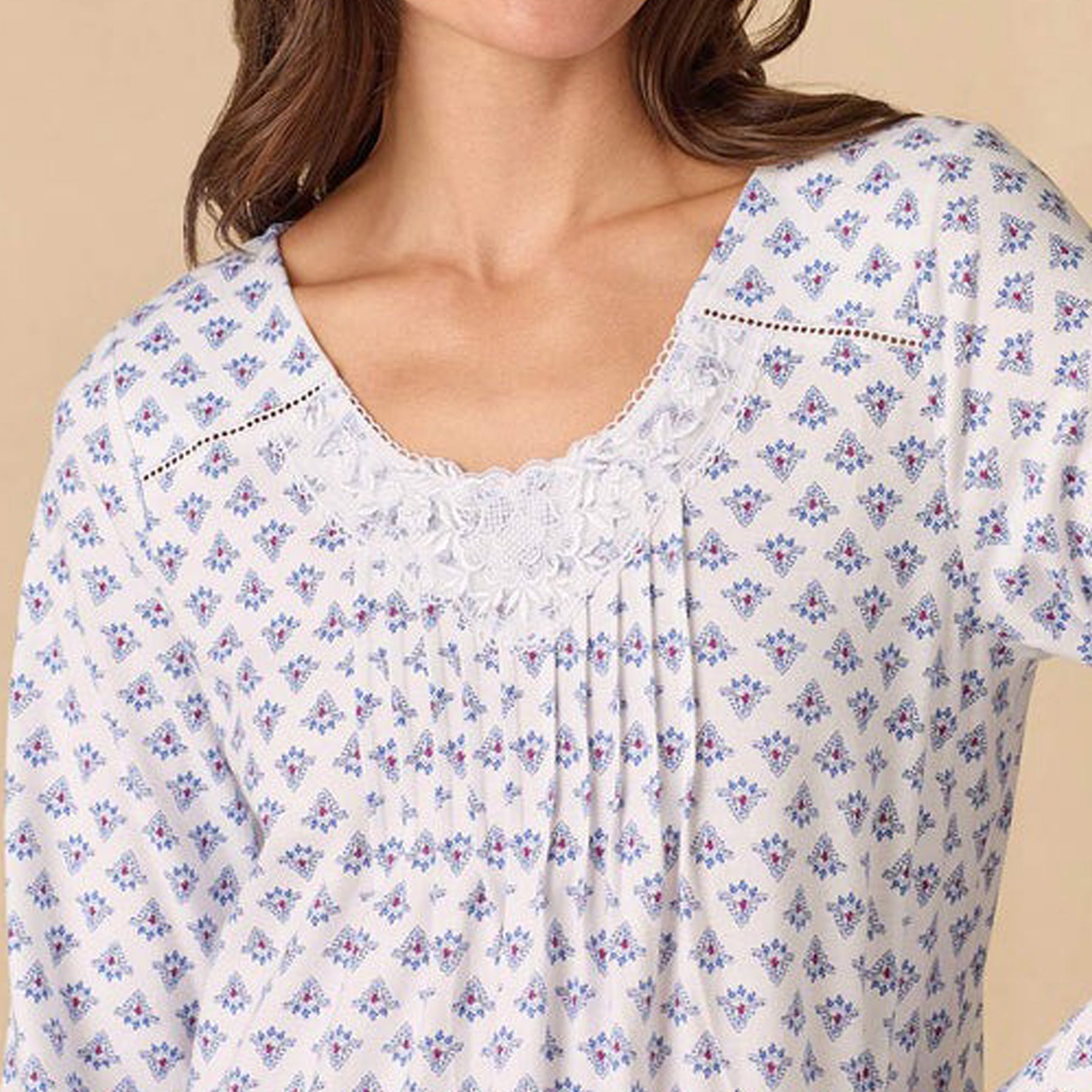 Carole Hochman Blue Medallion Long Sleeve Gown