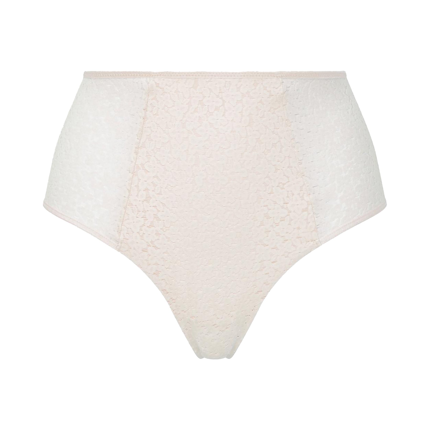 Chantelle light control Norah full brief with floral lace in ivory talc 0NL. Front view without model.