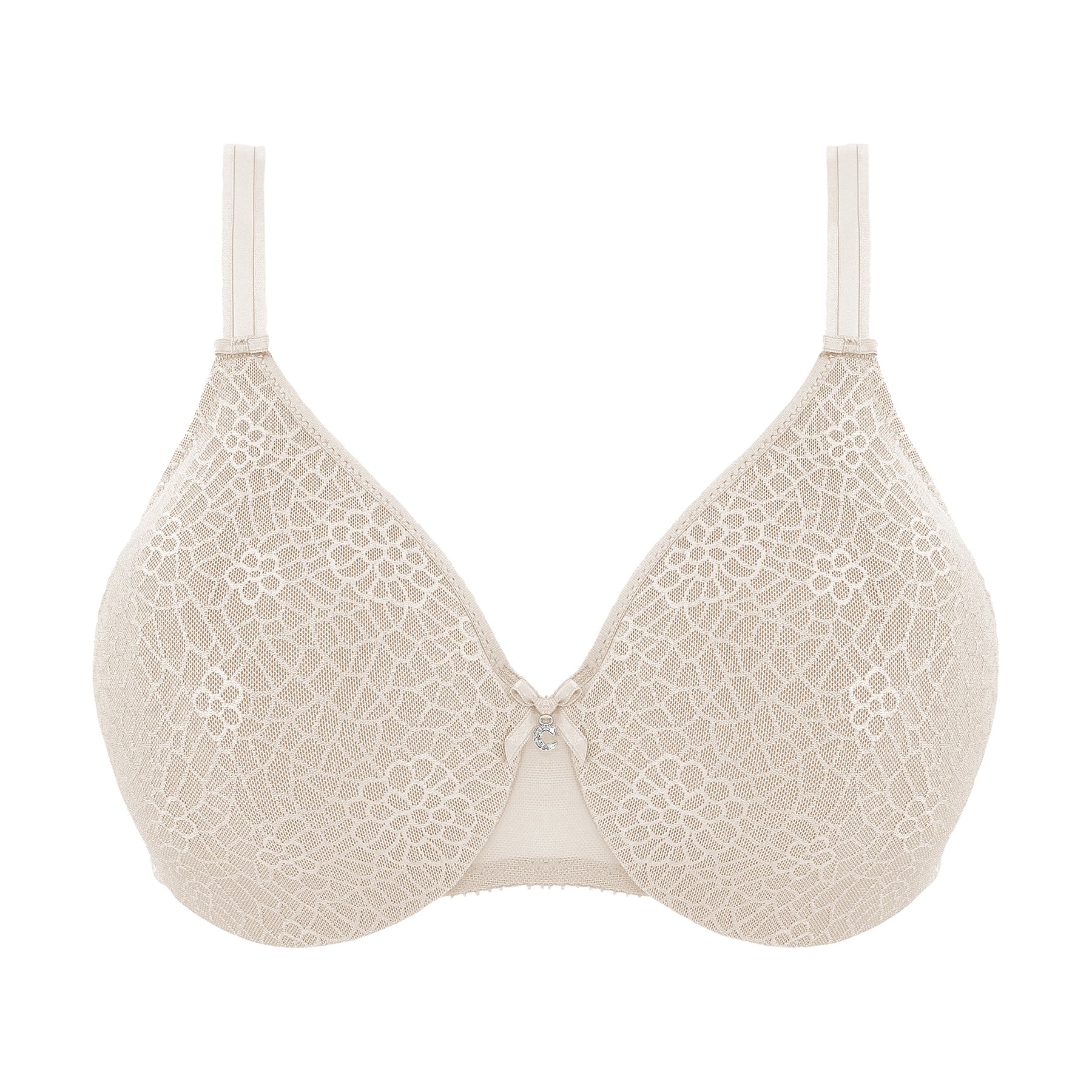 Chantelle C1891 C Magnifique seamless minimizing full cup bra in ivory 035. Flat lay without model.