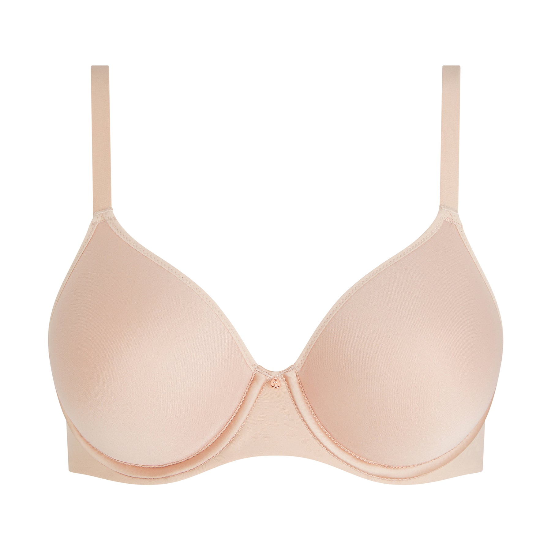 Chantelle Comfort Chic nude rose full cup molded spacer bra, front product view with smooth seamless cups