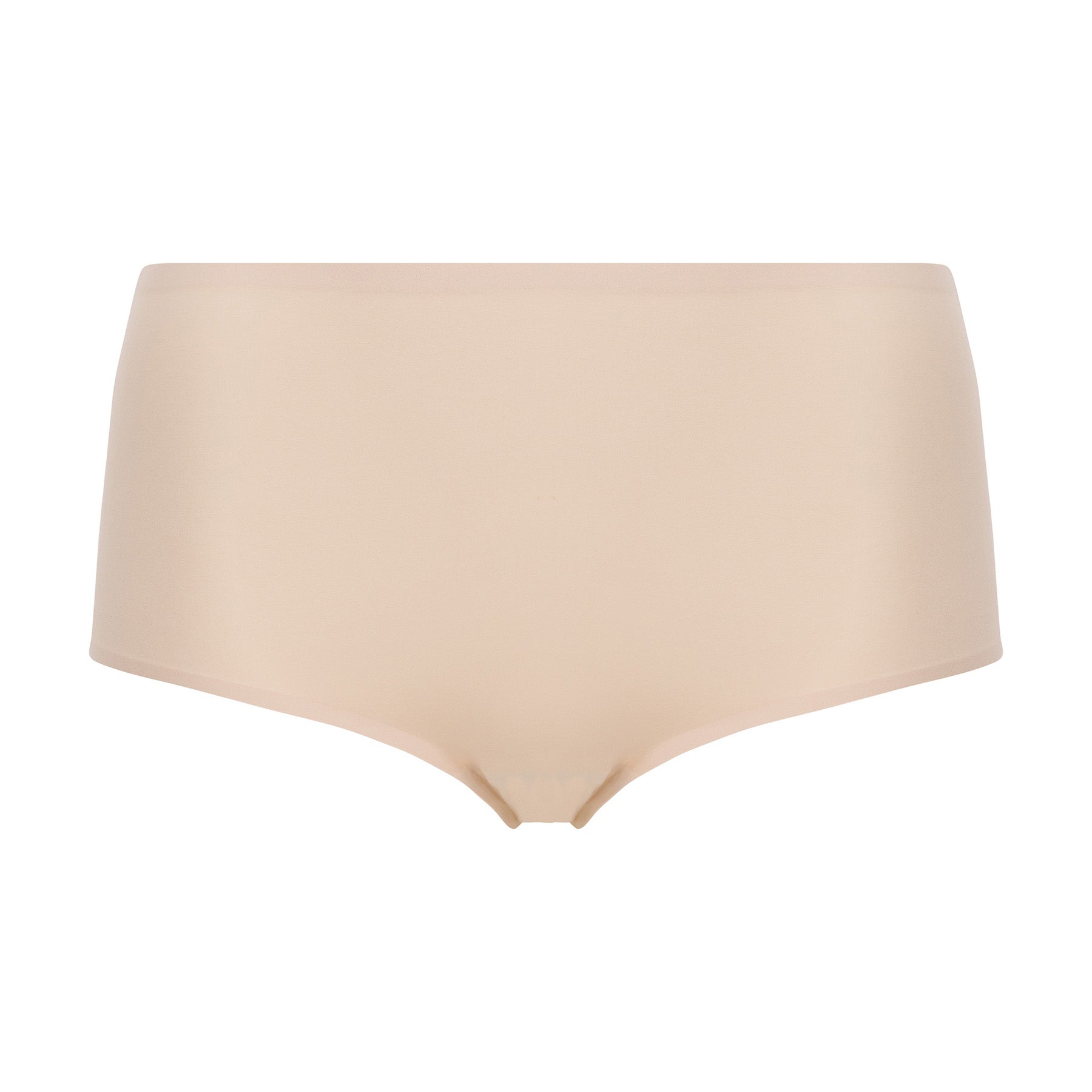Chantelle Soft Stretch full brief in Golden Beige, seamless high-waisted underwear with smooth fabric, front view laid flat.