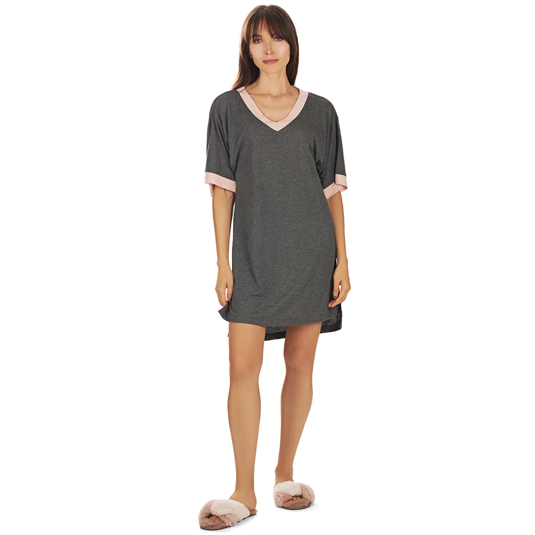 Memoi Short Sleeve V-Neck Nightshirt