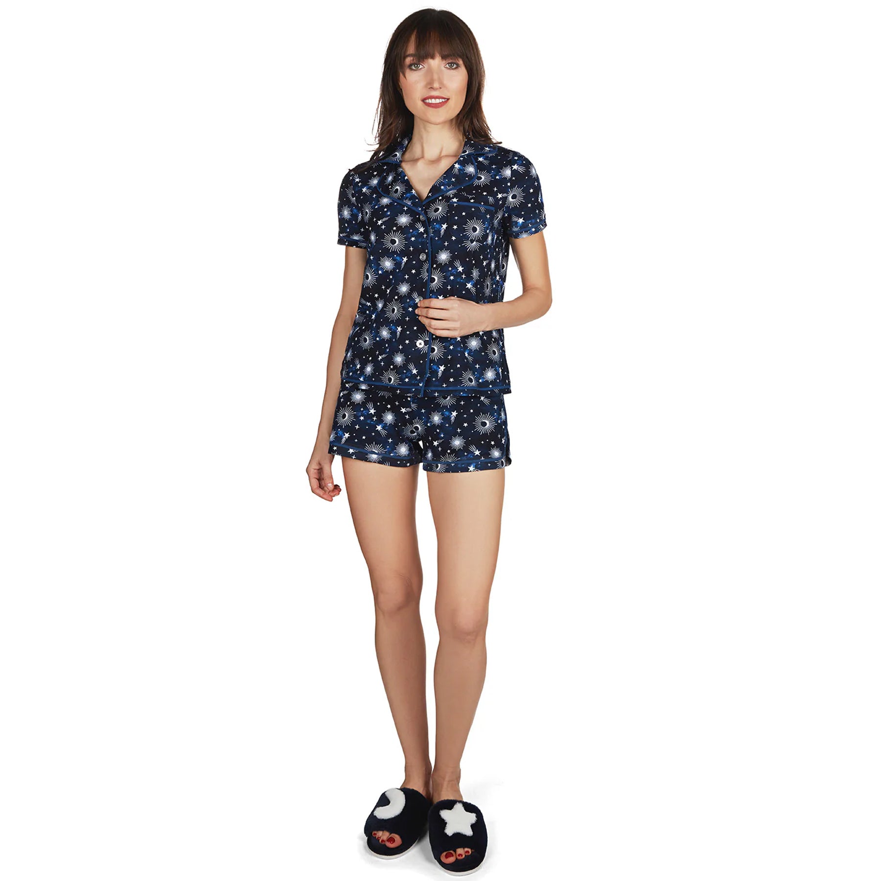 Memoi Short Sleeve Nightshirt & Shorts PJ Set