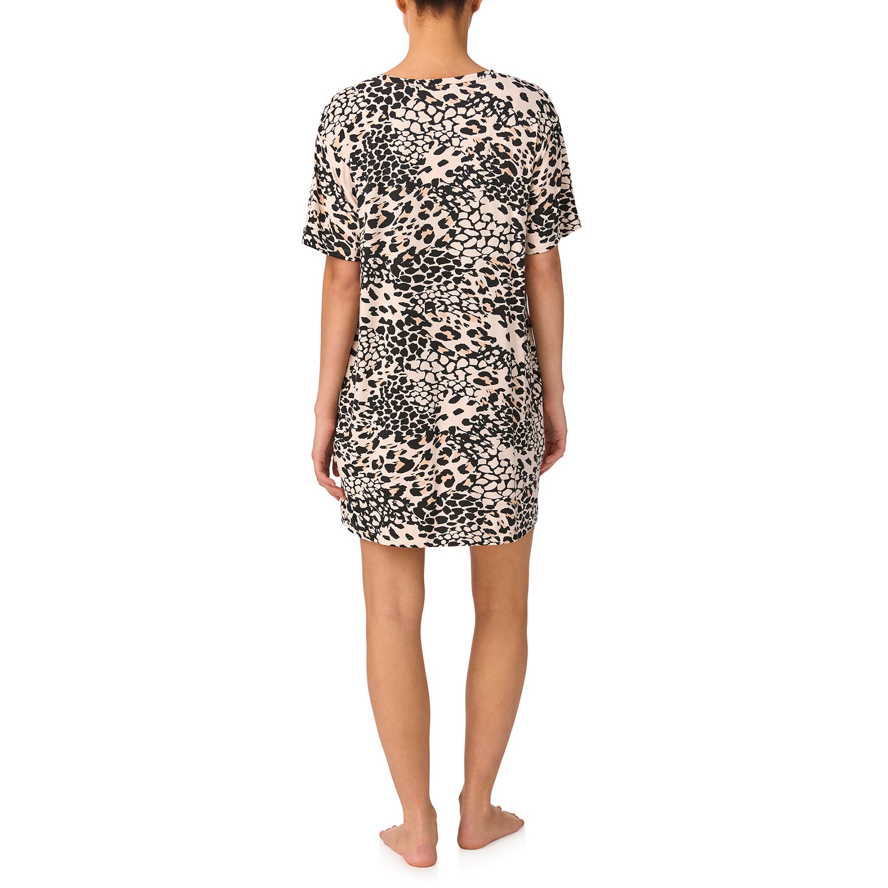 Back view of DKNY beige animal print short sleeve sleepshirt