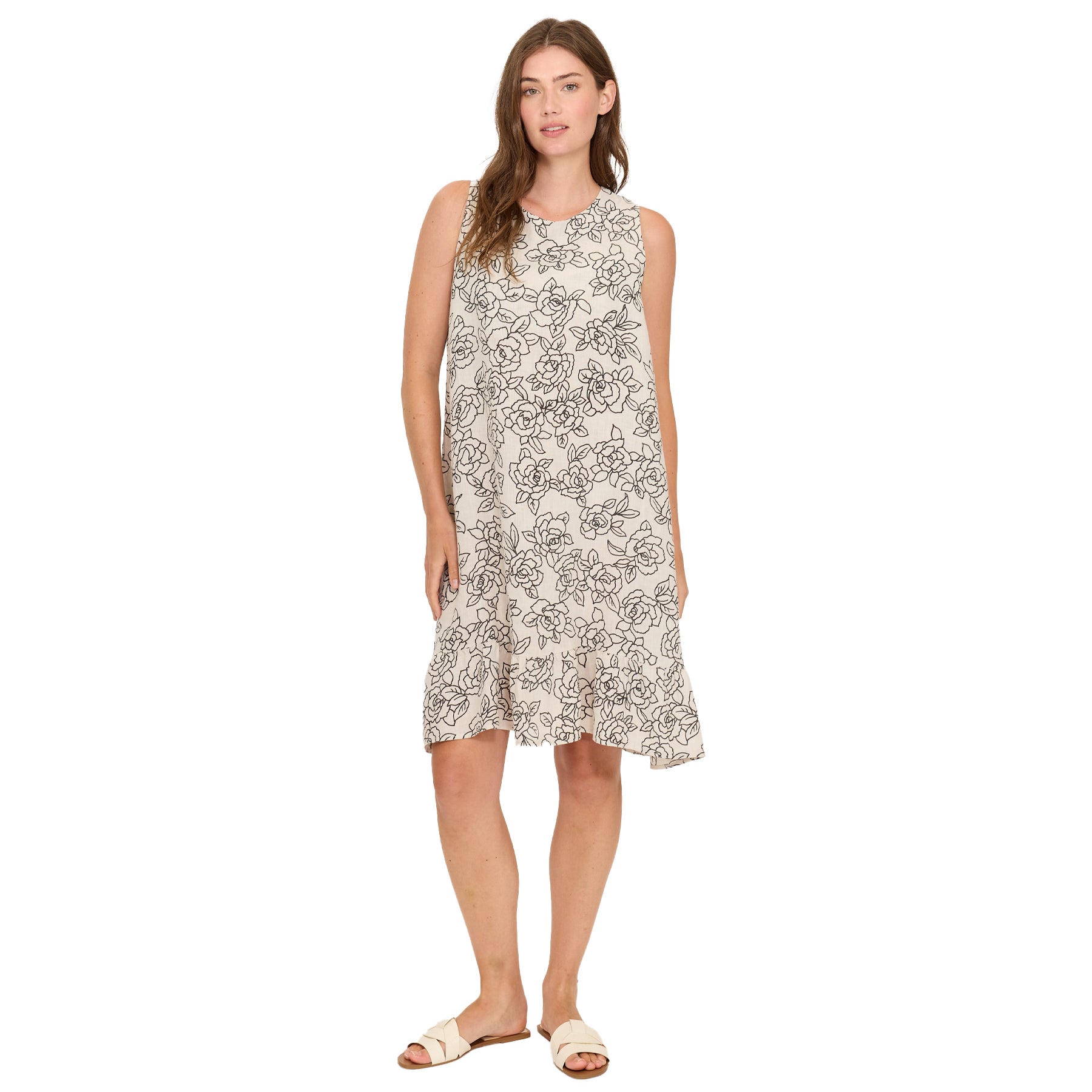 Pistache Linen Sleeveless Tie Back Dress