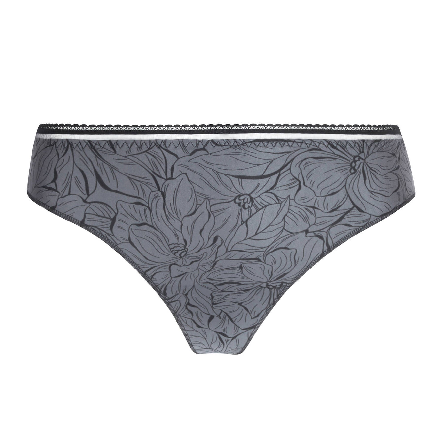 Gray floral-patterned underwear on a white background