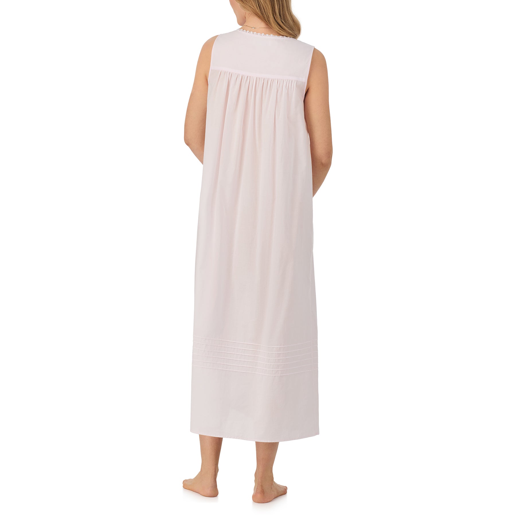 Back view of Eileen West solid pink cotton ballet gown