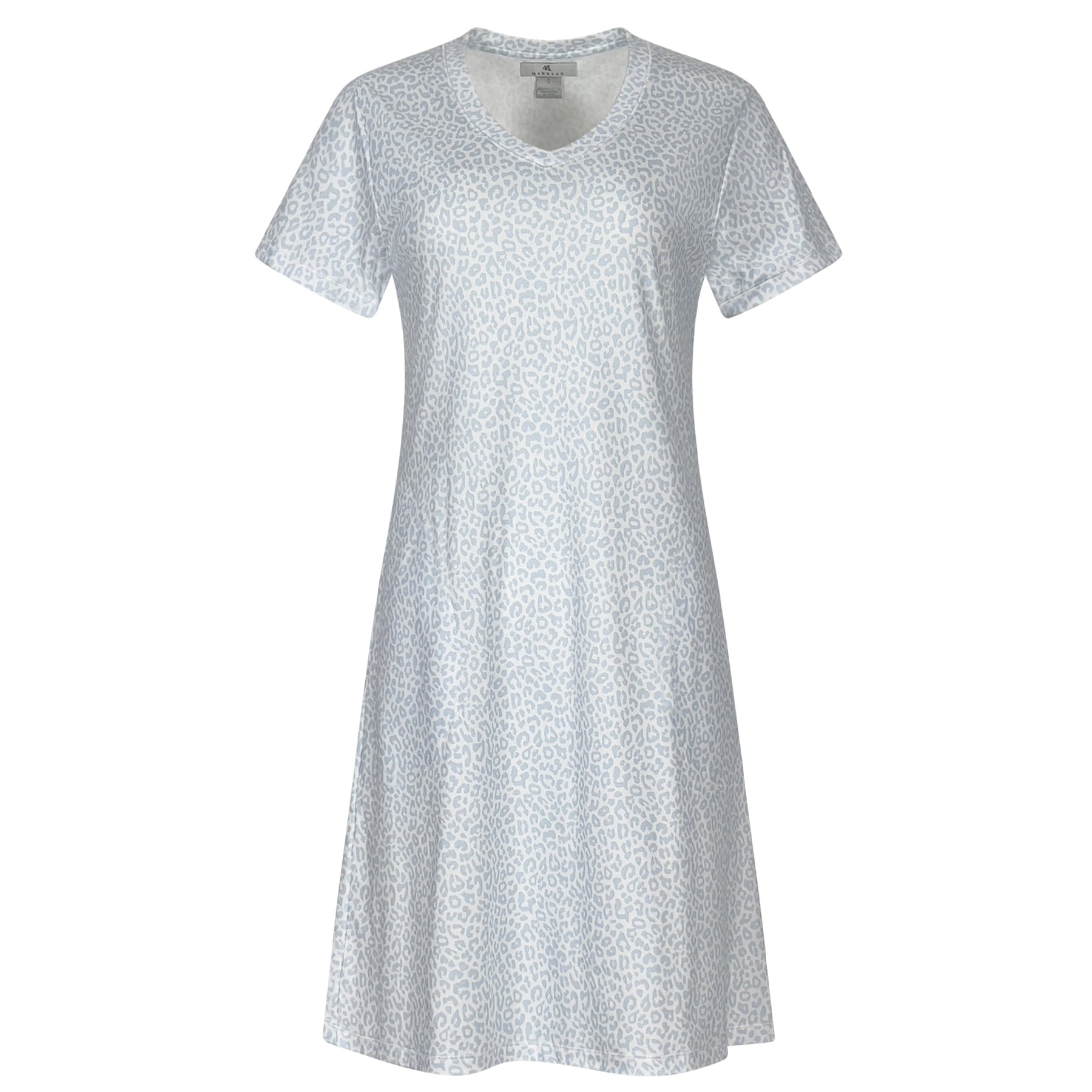 Blue dress with the pattern on a white background