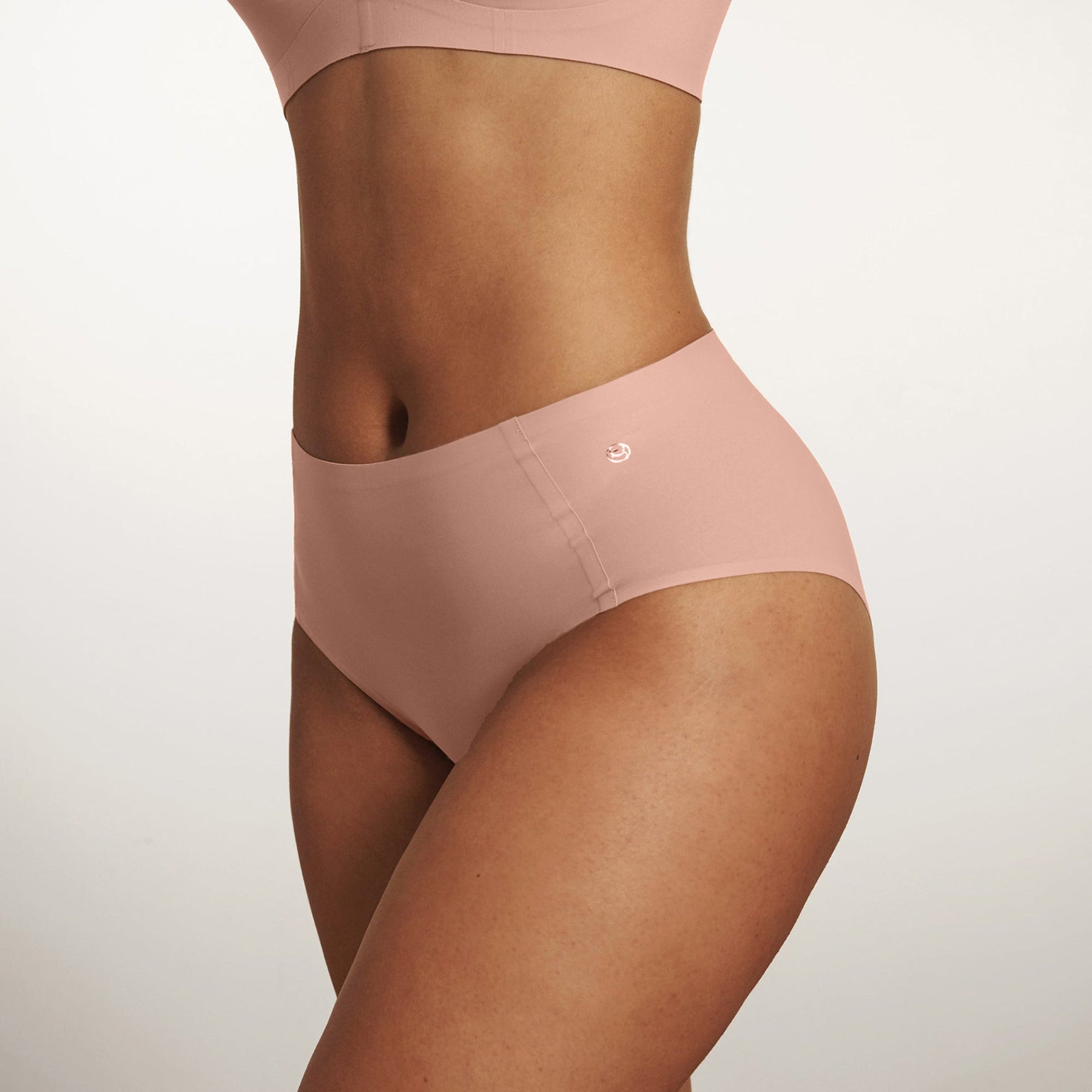 Side view of Himalayan Salt Evelyn & Bobbie high rise seamless full coverage underwear