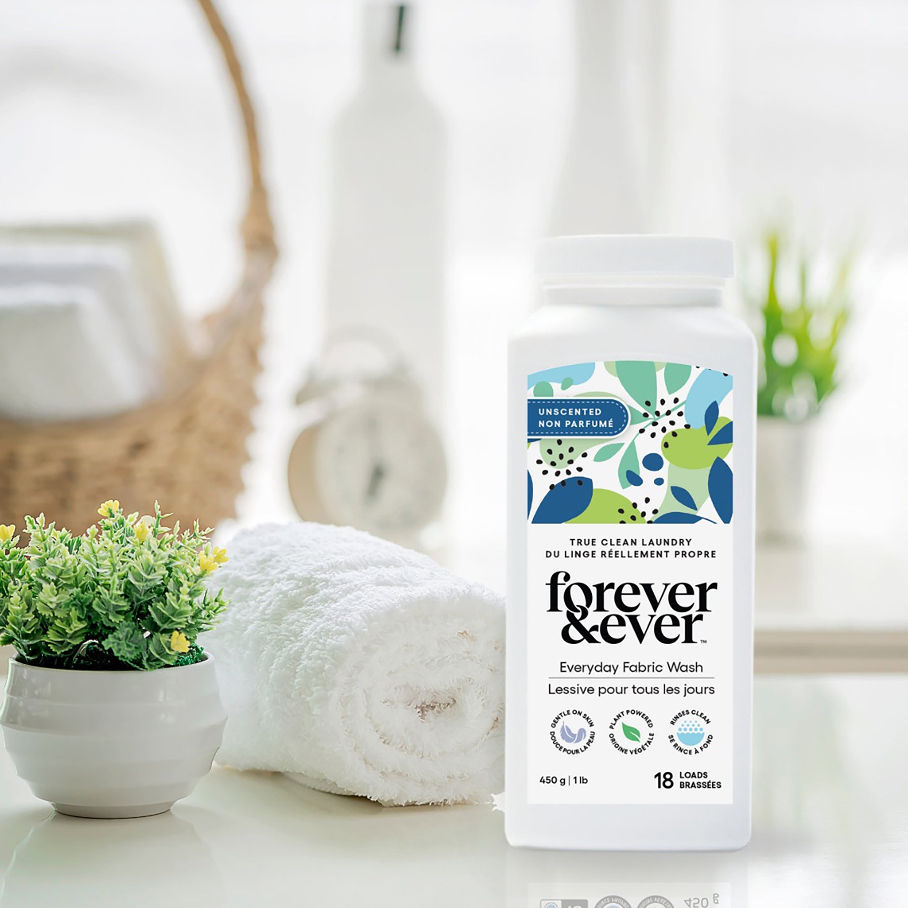 Forever & Ever unscented powder wash 150g travel size.
