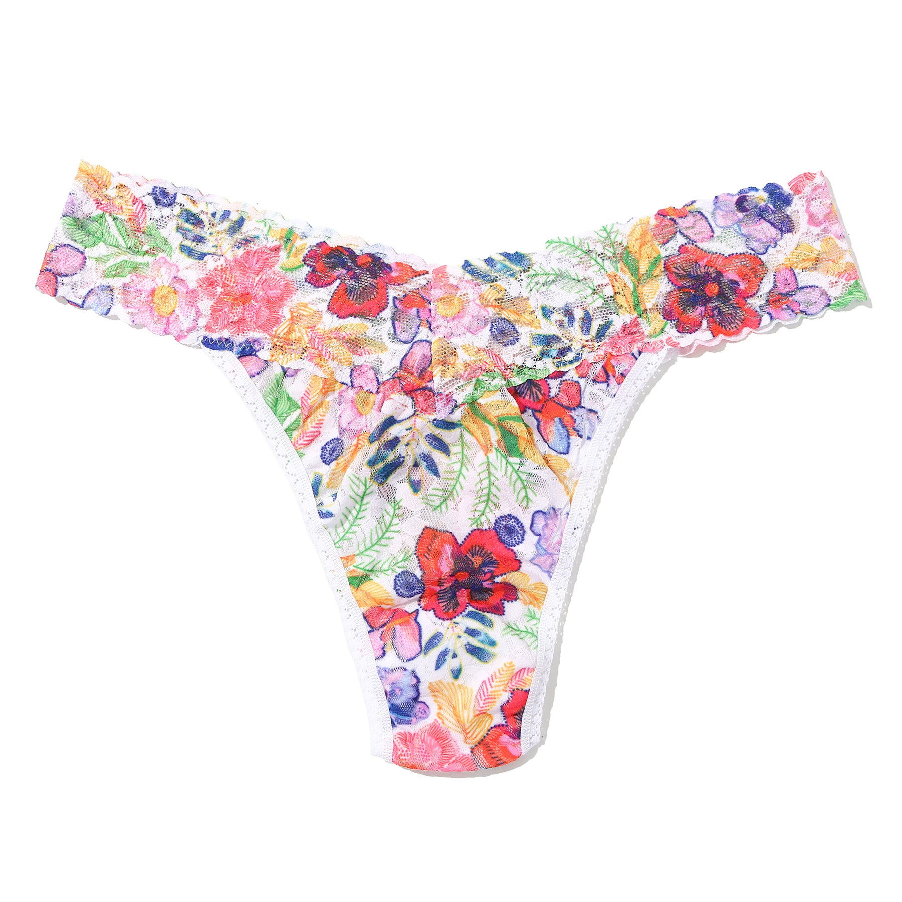 Hanky Panky original rise thong Adorned flat lay - floral lace seamless underwear