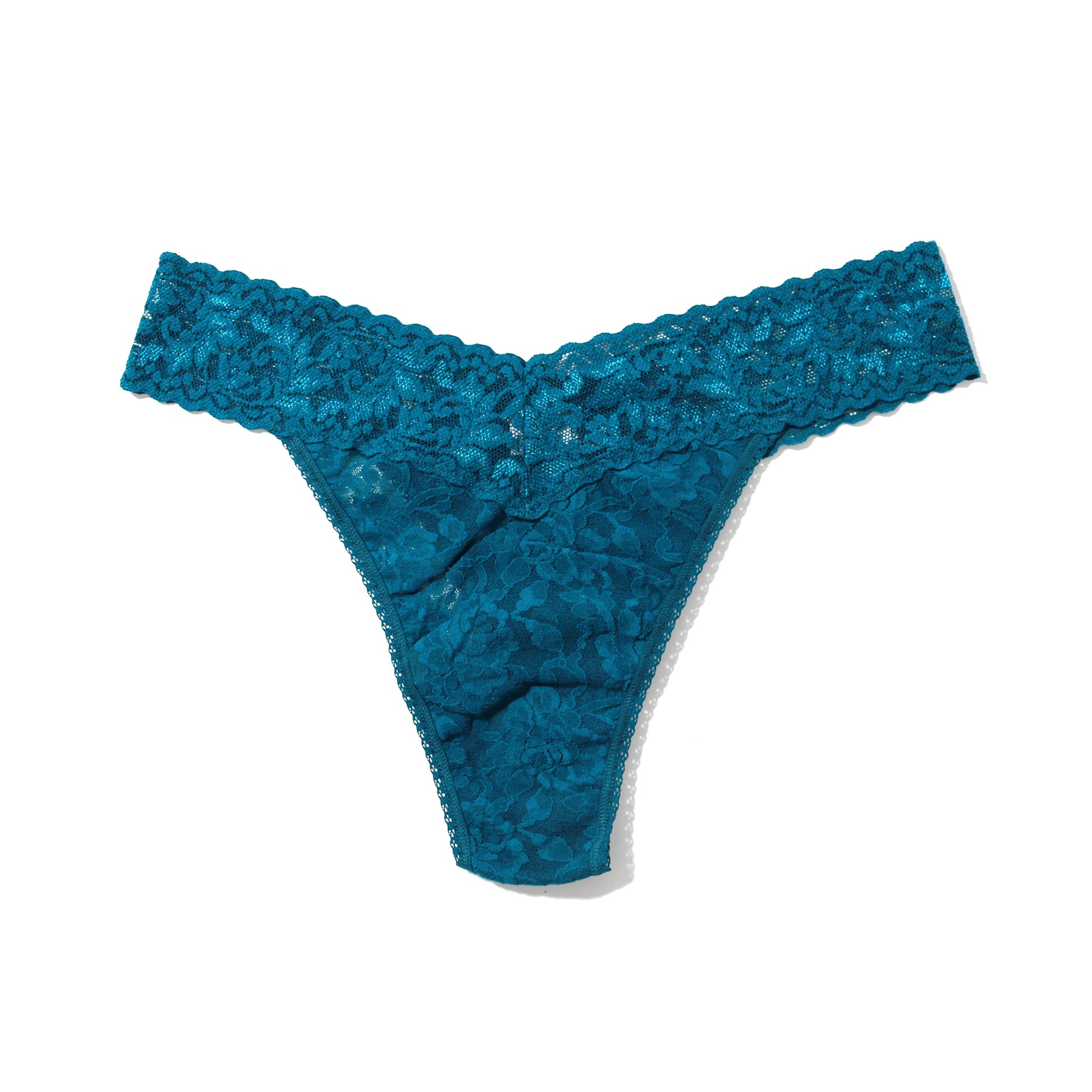 hanky panky lace original rise thong in teal north pole flat lay