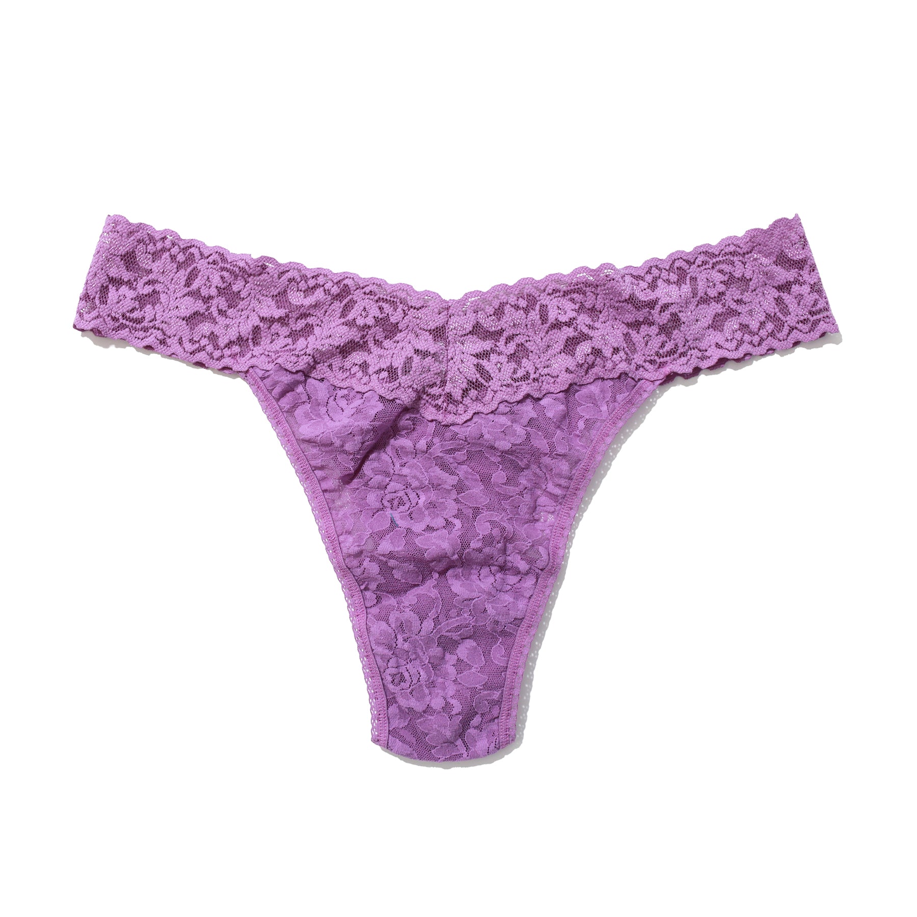 hanky panky lace original rise thong in light purple venus flat lay