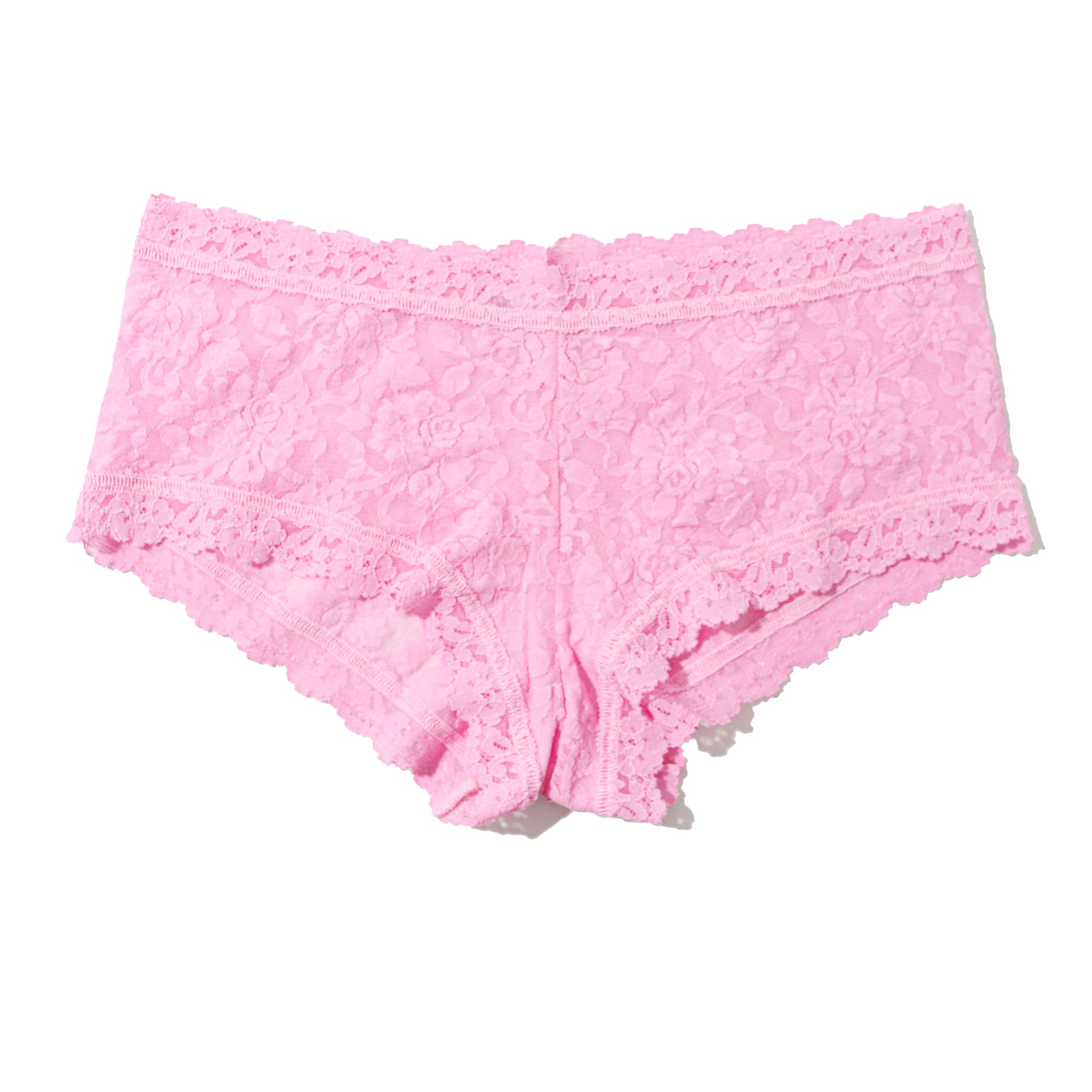Hanky panky 4812 boyshort in strawberry lemonade pink. Flat lay without model.
